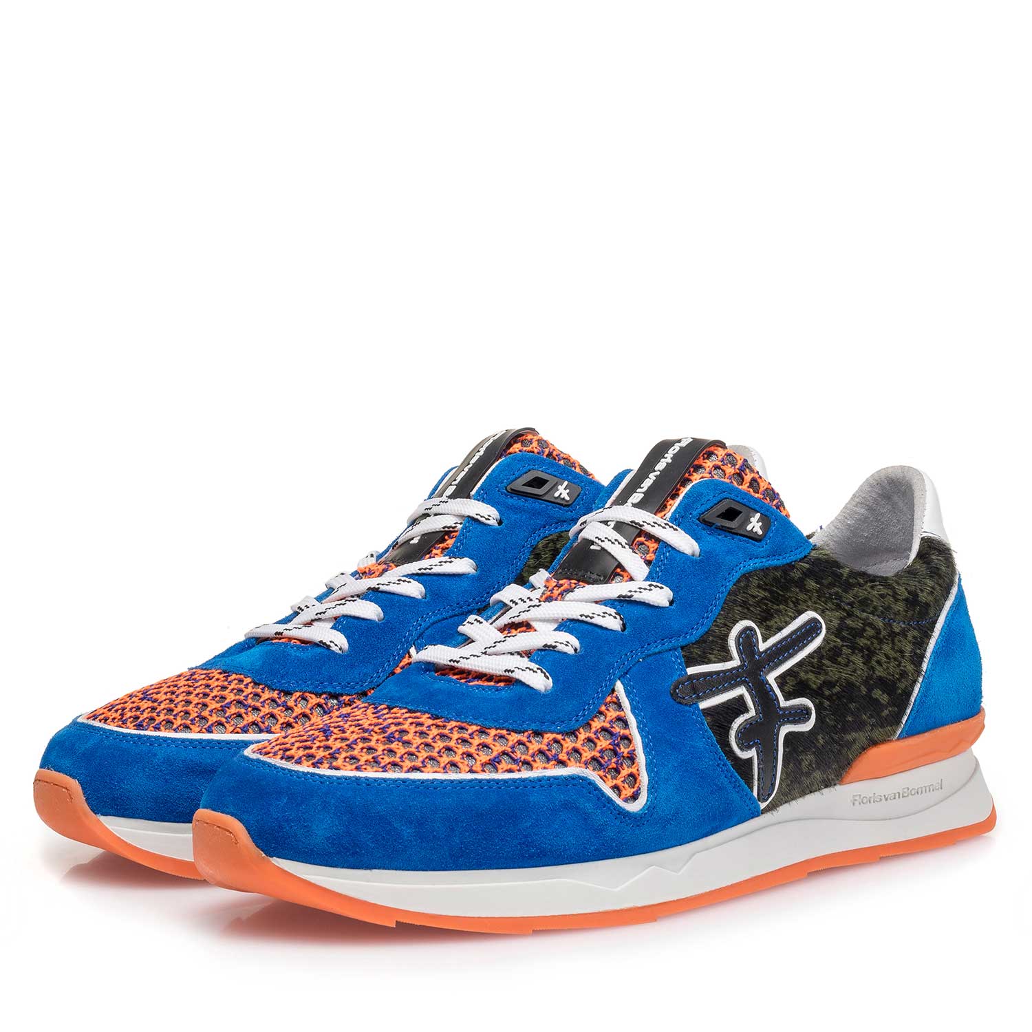 16241/01 - Blauer Premium-Wildleder-Sneaker mit Farbakzenten 16241/01 - Blauer Premium-Wildleder-Sneaker mit Farbakzenten