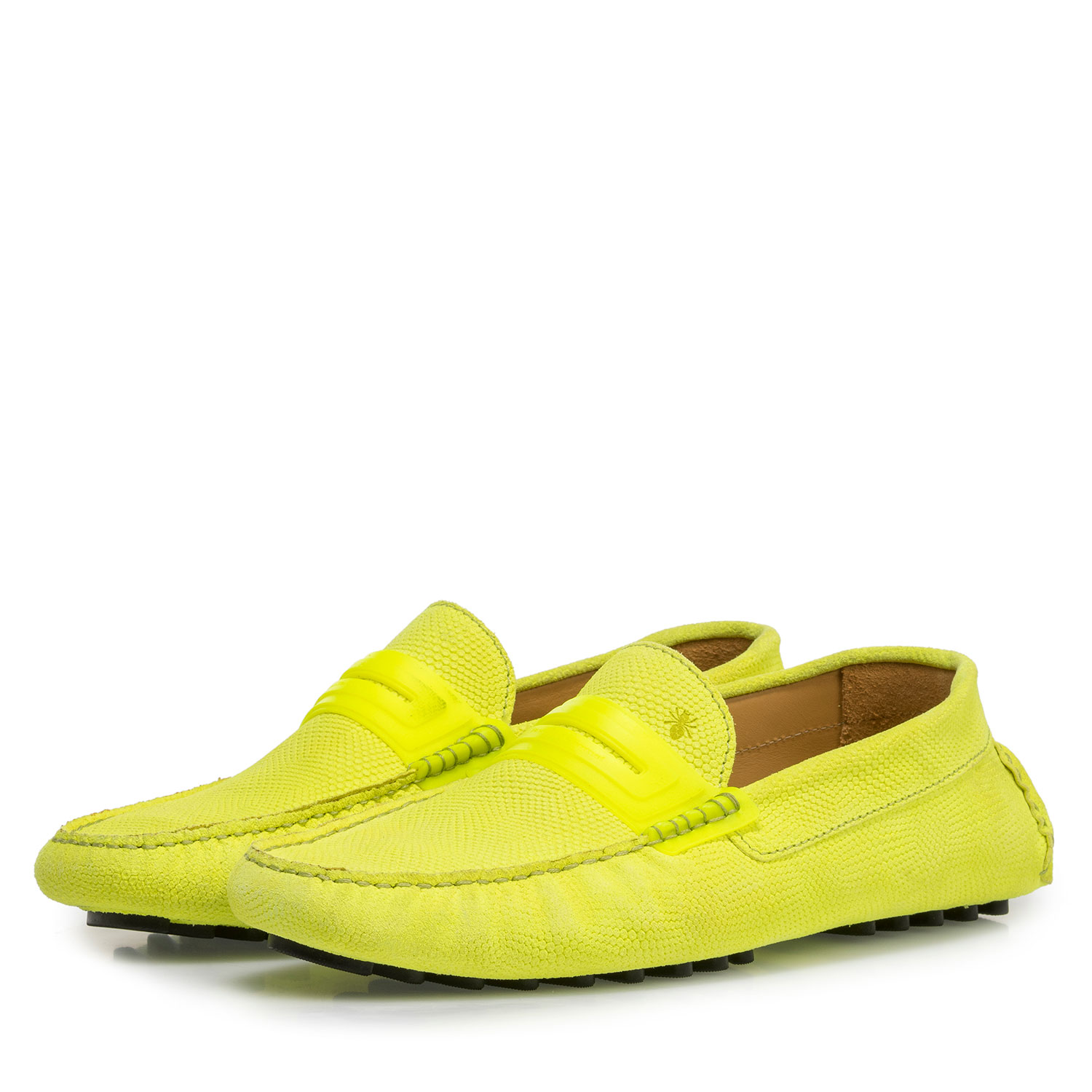 15215/01 - Premium fluorescent yellow leather moccasin 15215/01 - Premium fluorescent yellow leather moccasin