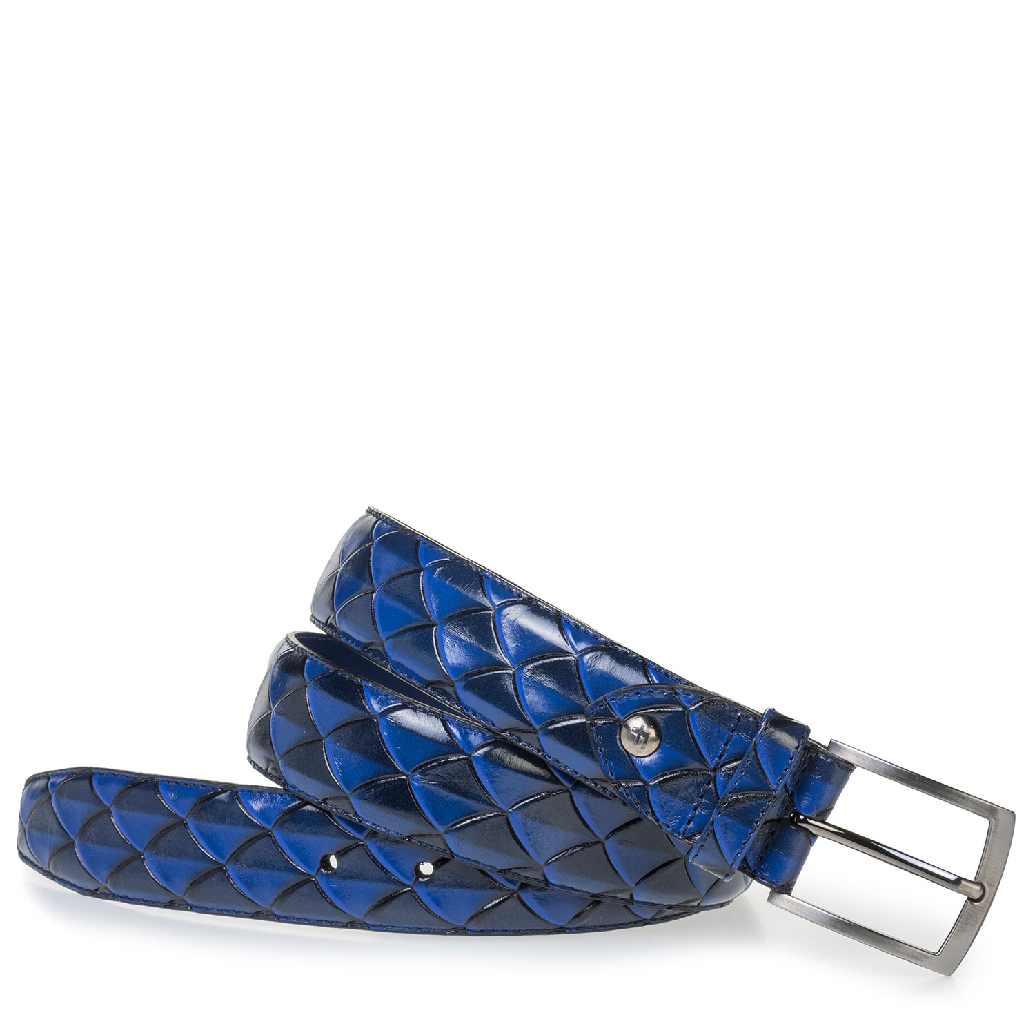 75201/63 - Premium blue leather belt with print 75201/63 - Premium blue leather belt with print