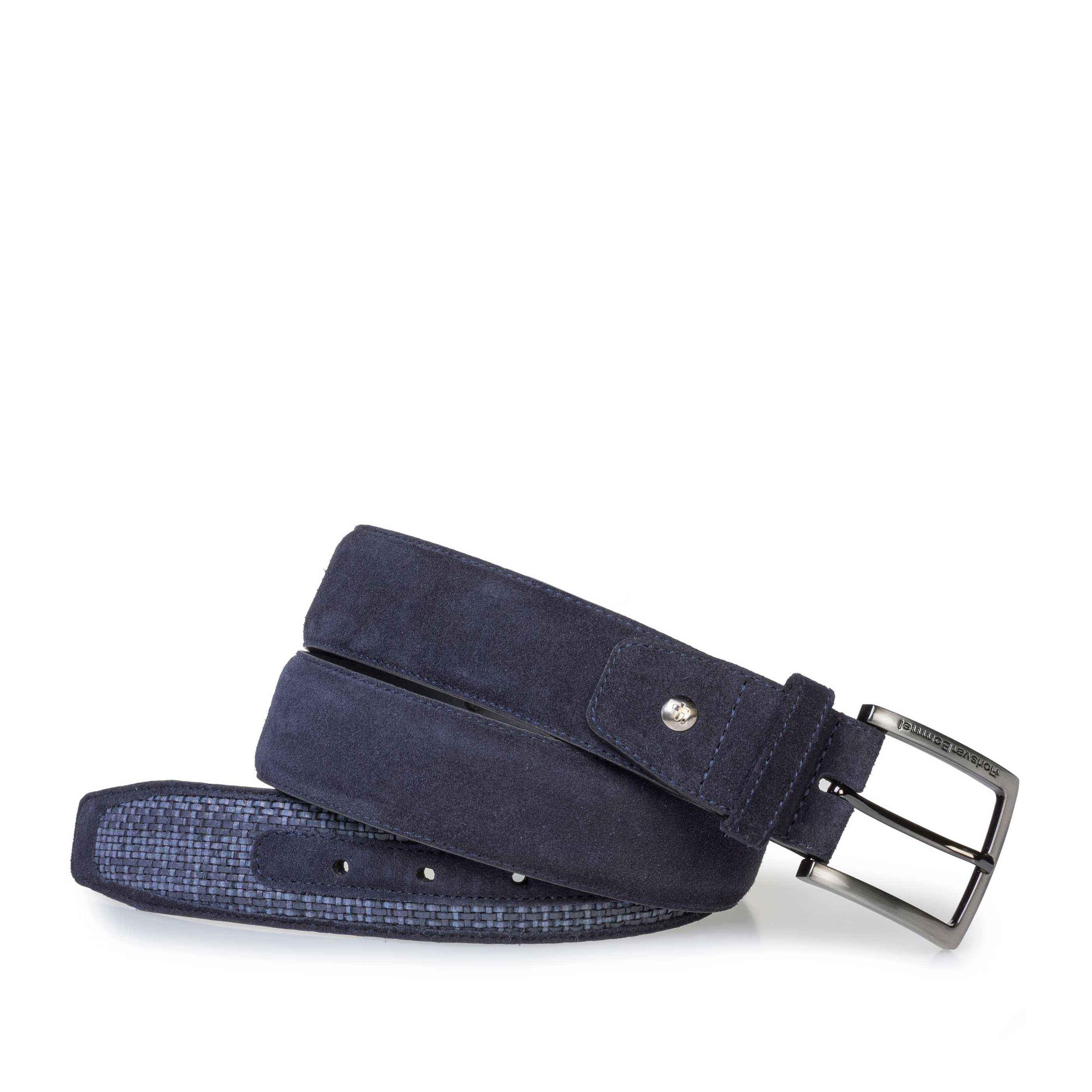 75159/28 - Dark blue braided suede leather belt 75159/28 - Dark blue braided suede leather belt
