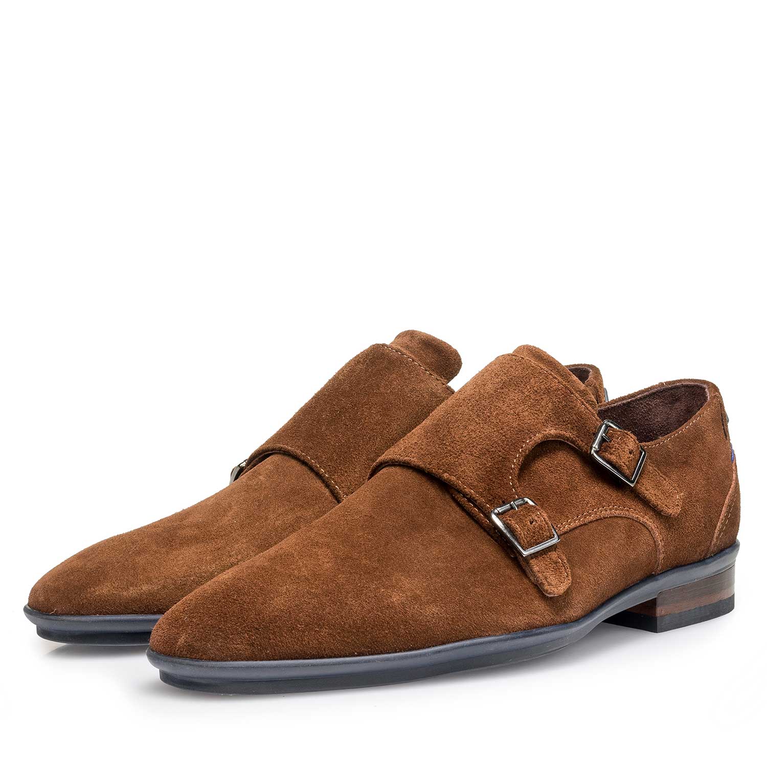 12132/09 - Brauner Kalbswildleder Doppelmonk-Schnallenschuh 12132/09 - Brauner Kalbswildleder Doppelmonk-Schnallenschuh