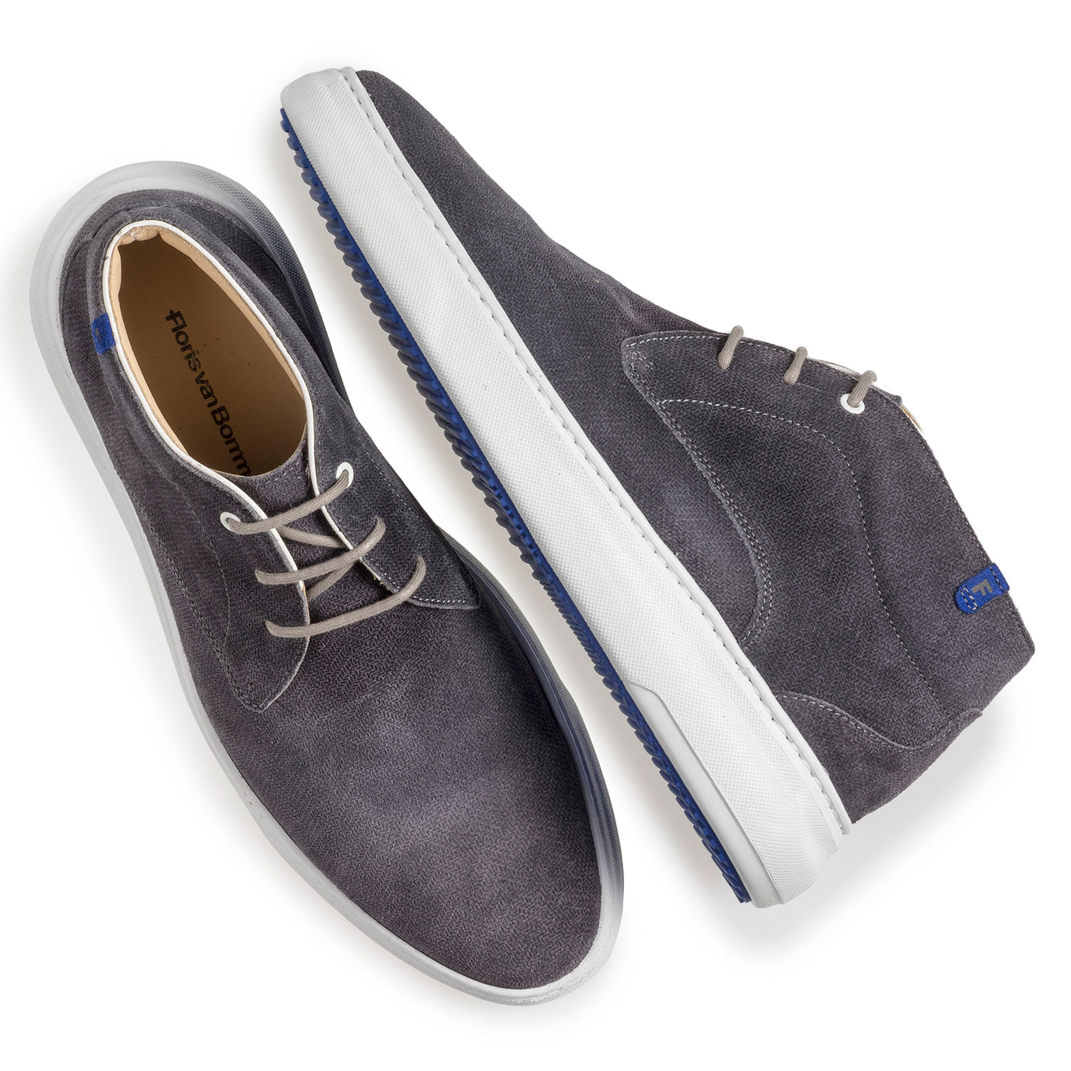 20400/02 - Dark grey suede leather lace boot with print 20400/02 - Dark grey suede leather lace boot with print