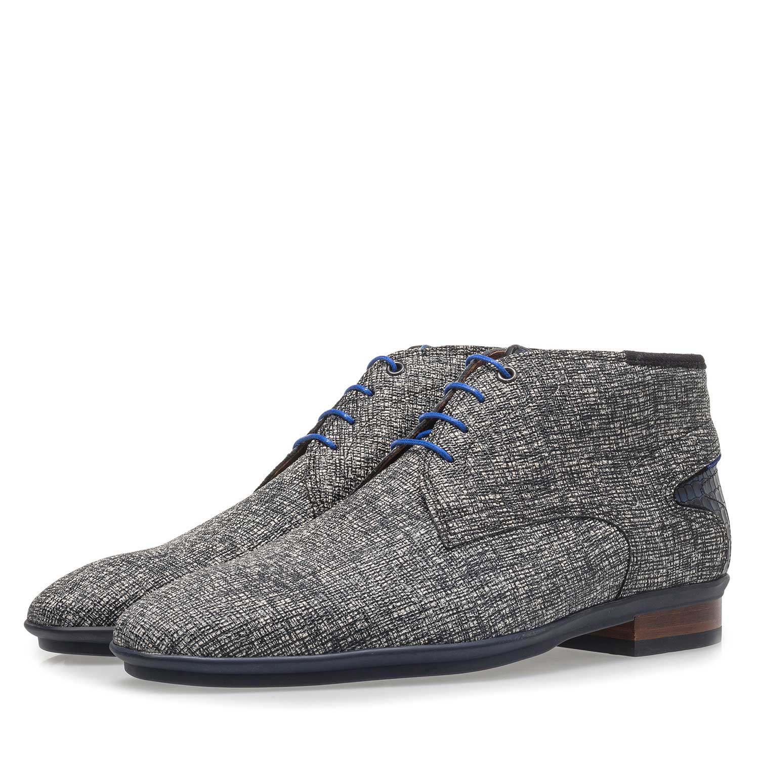 10131/18 - Grauer Leder-Schnürschuh mit Print 10131/18 - Grauer Leder-Schnürschuh mit Print