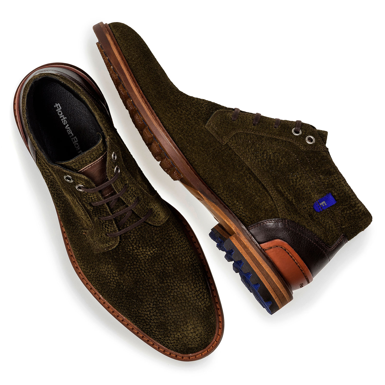 20228/26 - Olivgrüner Wildleder-Schnürstiefel mit Print 20228/26 - Olivgrüner Wildleder-Schnürstiefel mit Print
