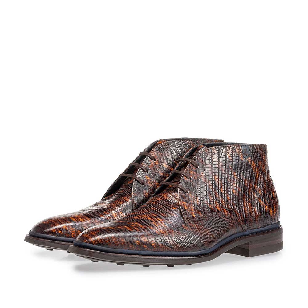 10667/08 - Schnürstiefel Eidechsenprint cognac 10667/08 - Schnürstiefel Eidechsenprint cognac