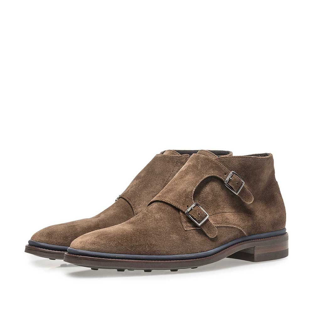 10672/02 - Dunkler taupefarbener Monk-Schnallenschuh aus Wildleder 10672/02 - Dunkler taupefarbener Monk-Schnallenschuh aus Wildleder