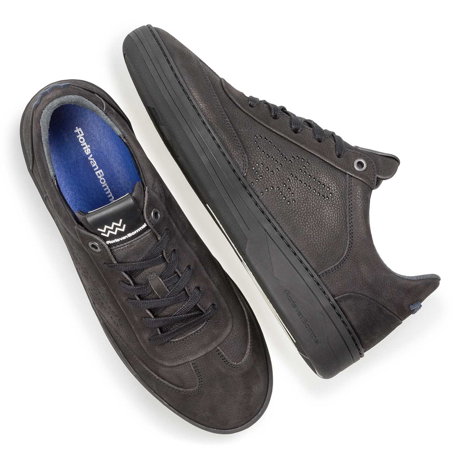 16255/07 - Schwarzer Nubukleder-Sneaker mit Print 16255/07 - Schwarzer Nubukleder-Sneaker mit Print