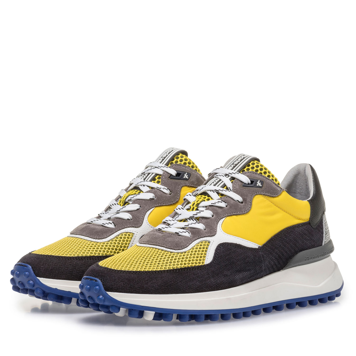 16301/07 - Multi-colour suede leather sneaker with yellow details 16301/07 - Multi-colour suede leather sneaker with yellow details