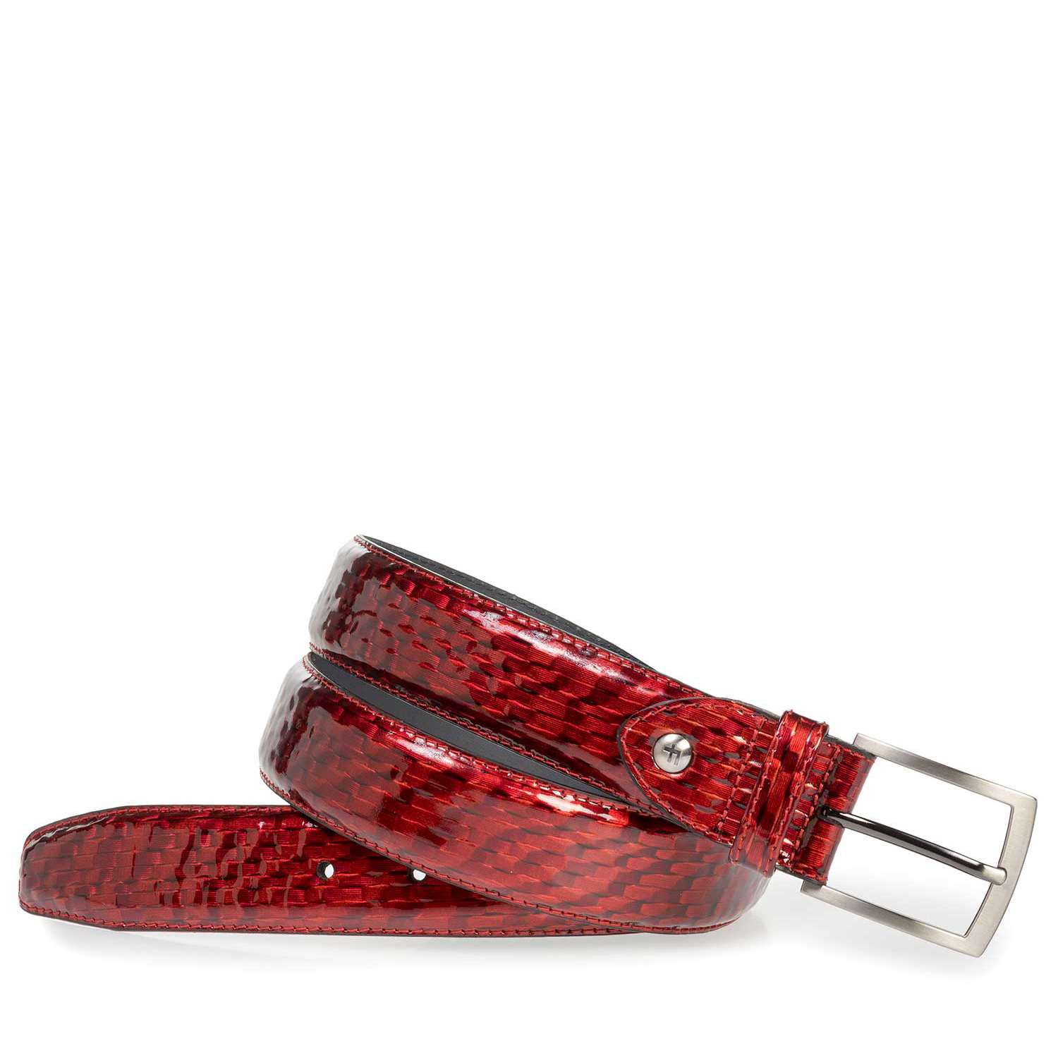 75201/42 - Roter Premium Lackleder-Gürtel mit Print 75201/42 - Roter Premium Lackleder-Gürtel mit Print