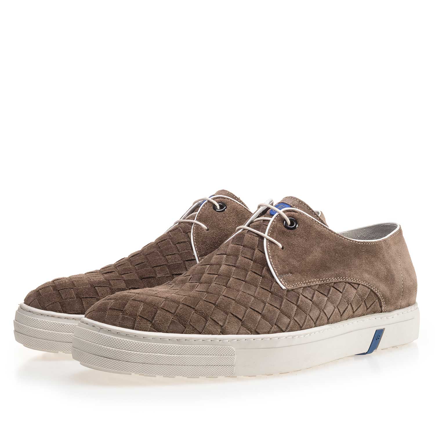 14451/07 - Taupe-coloured lace shoe made of braided leather 14451/07 - Taupe-coloured lace shoe made of braided leather
