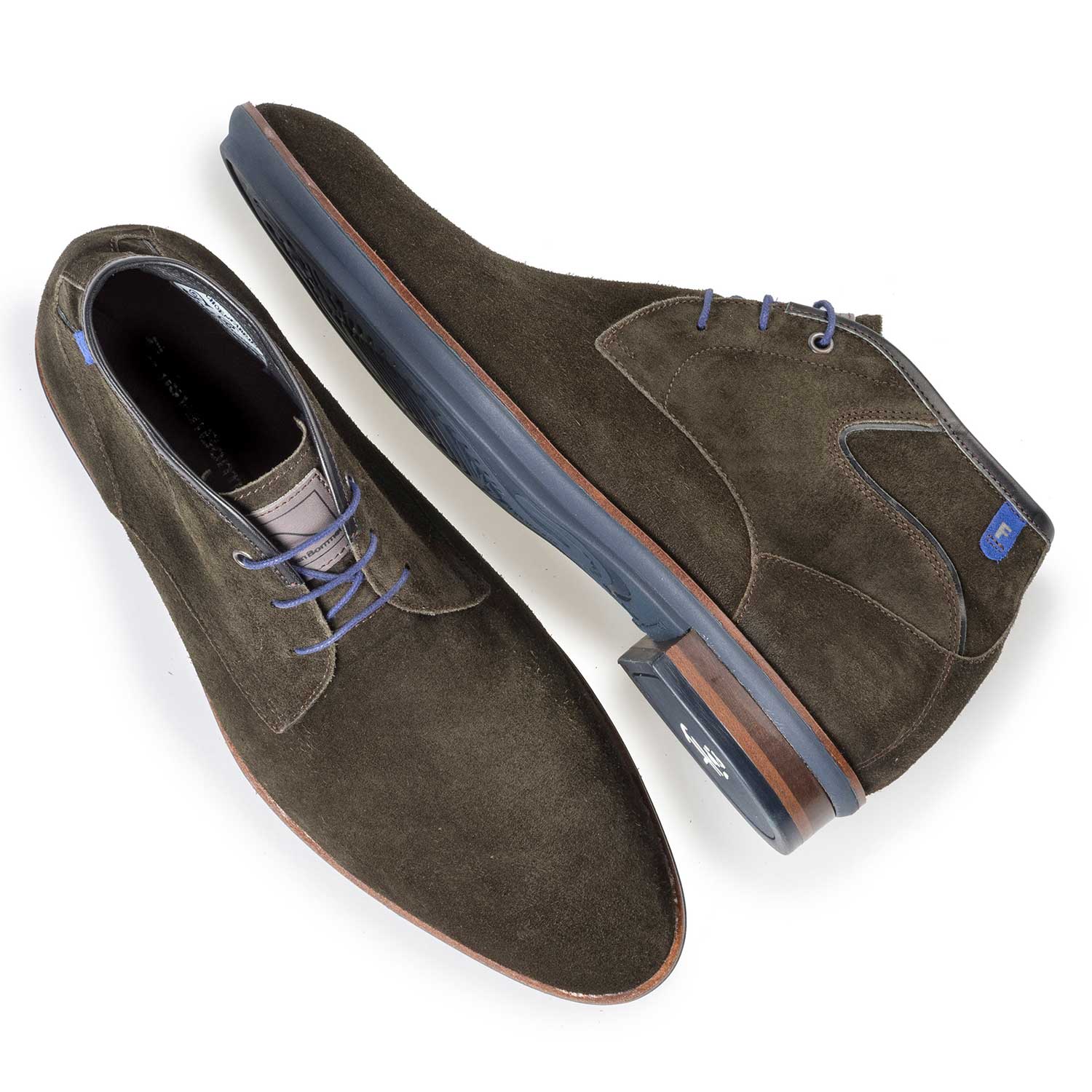 10156/04 - Olive green calf suede leather lace boot 10156/04 - Olive green calf suede leather lace boot