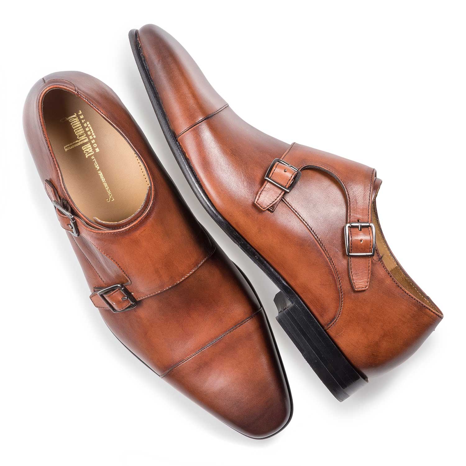 12295/00 - Cognacfarbener Monk-Schnallenschuh aus Kalbsleder 12295/00 - Cognacfarbener Monk-Schnallenschuh aus Kalbsleder