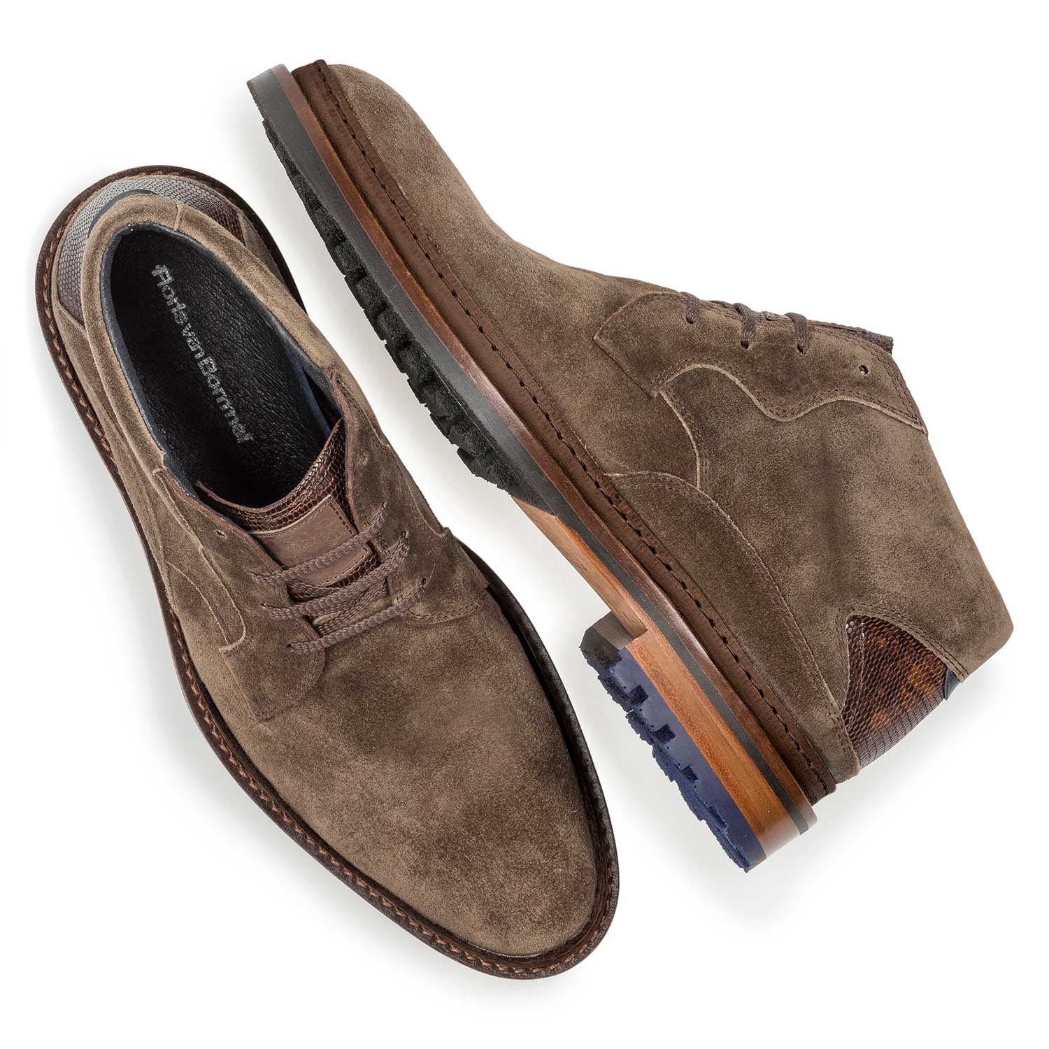 10509/04 - Dunkler taupefarbener Wildleder-Schnürstiefel 10509/04 - Dunkler taupefarbener Wildleder-Schnürstiefel