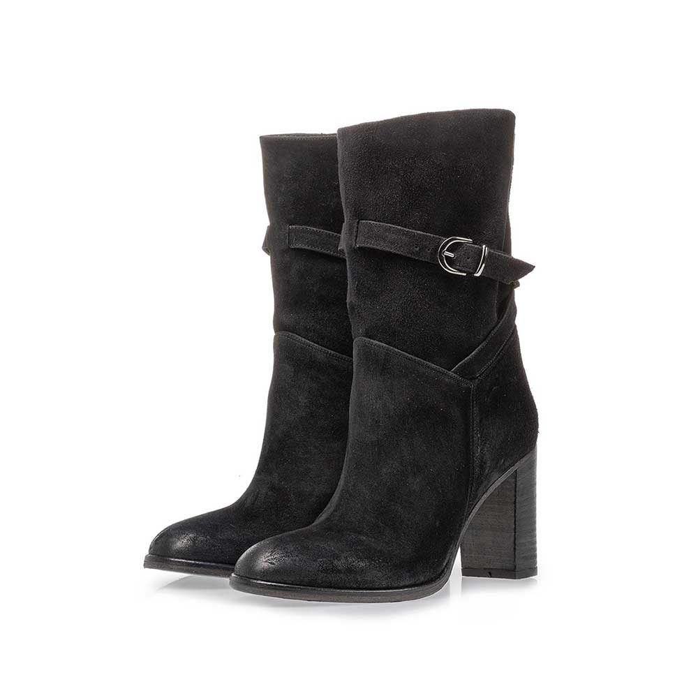 85719/01 - Mid-high boot black suede leather 85719/01 - Mid-high boot black suede leather