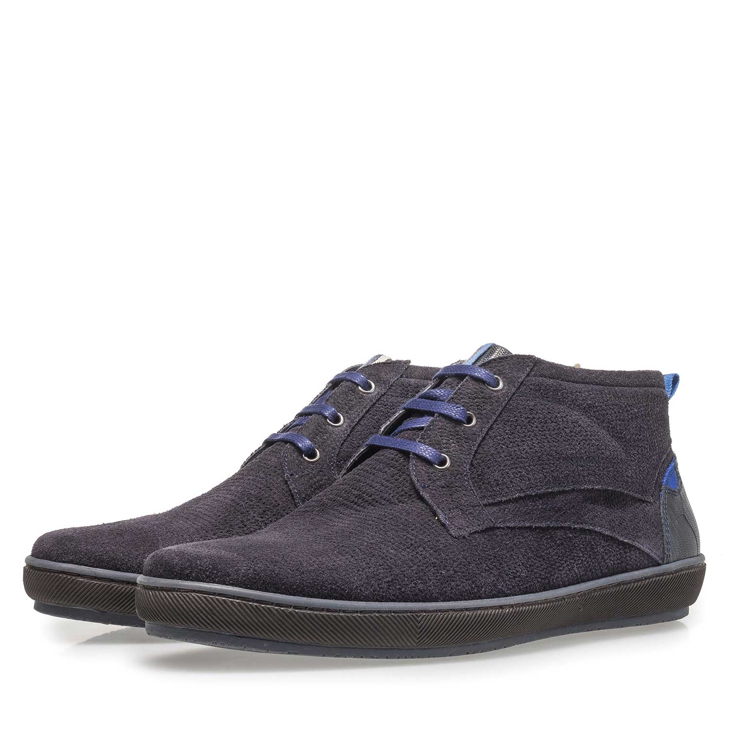 10074/12 - Dunkelblauer Wildleder-Schnürschuh mit Print 10074/12 - Dunkelblauer Wildleder-Schnürschuh mit Print