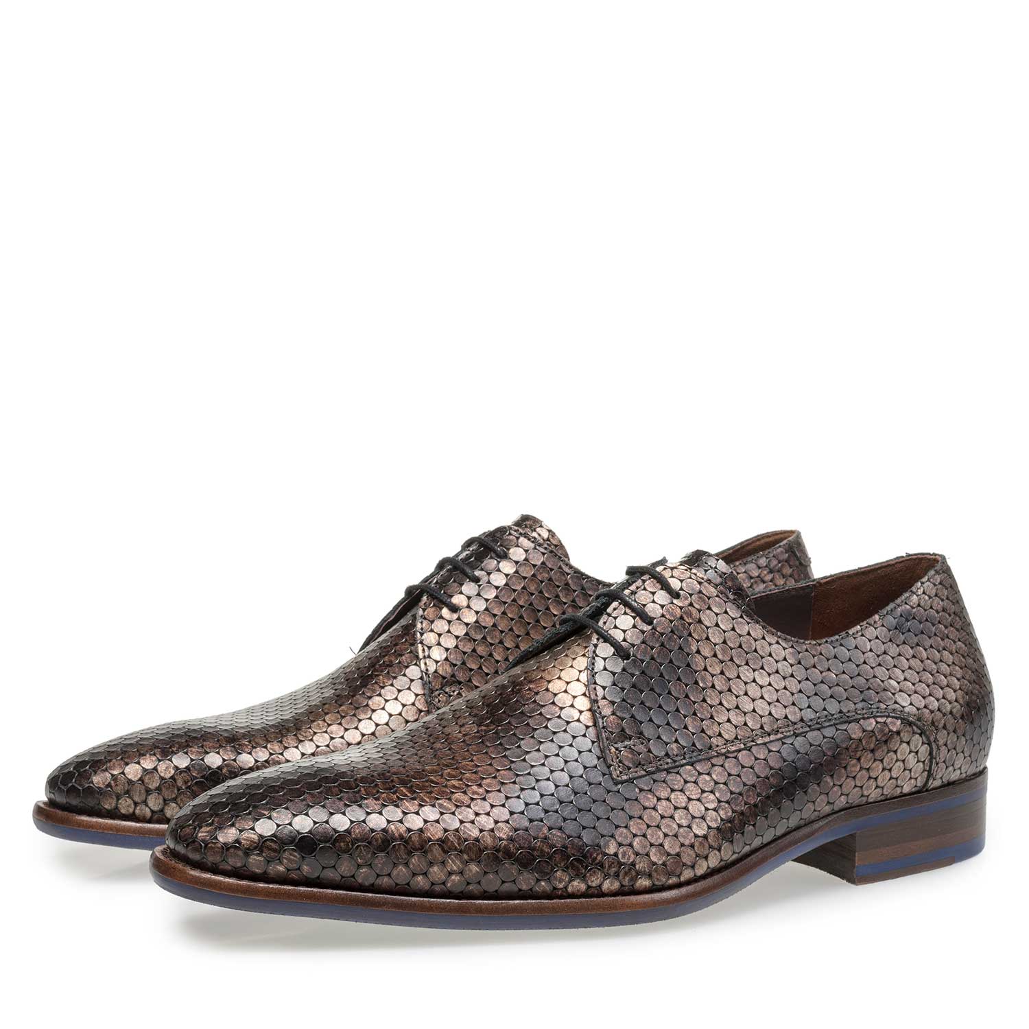 18080/03 - Brauner Metallicprint Leder-Schnürschuh 18080/03 - Brauner Metallicprint Leder-Schnürschuh