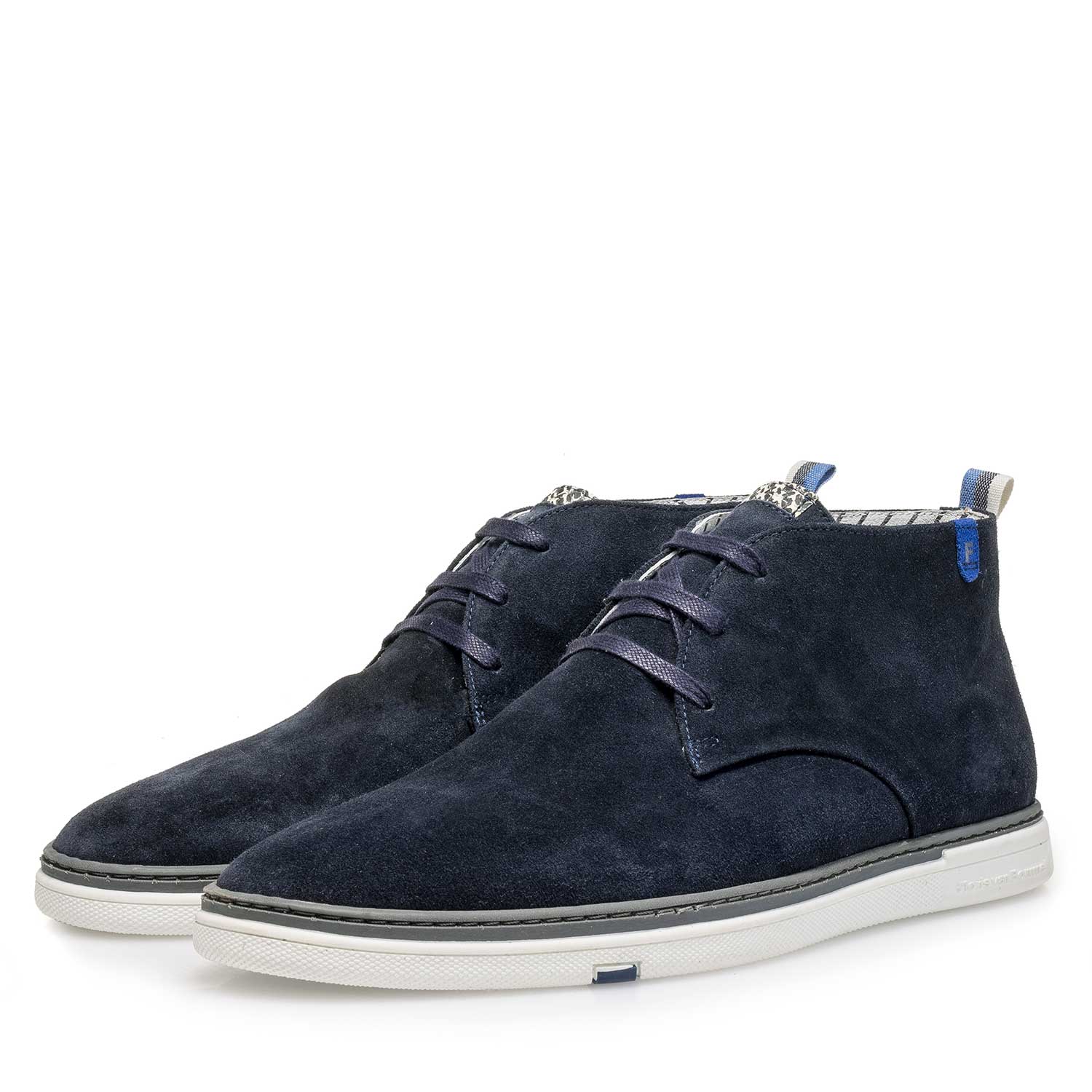 10502/01 - Blauer leicht geschliffener Wildleder-Schnürstiefel 10502/01 - Blauer leicht geschliffener Wildleder-Schnürstiefel