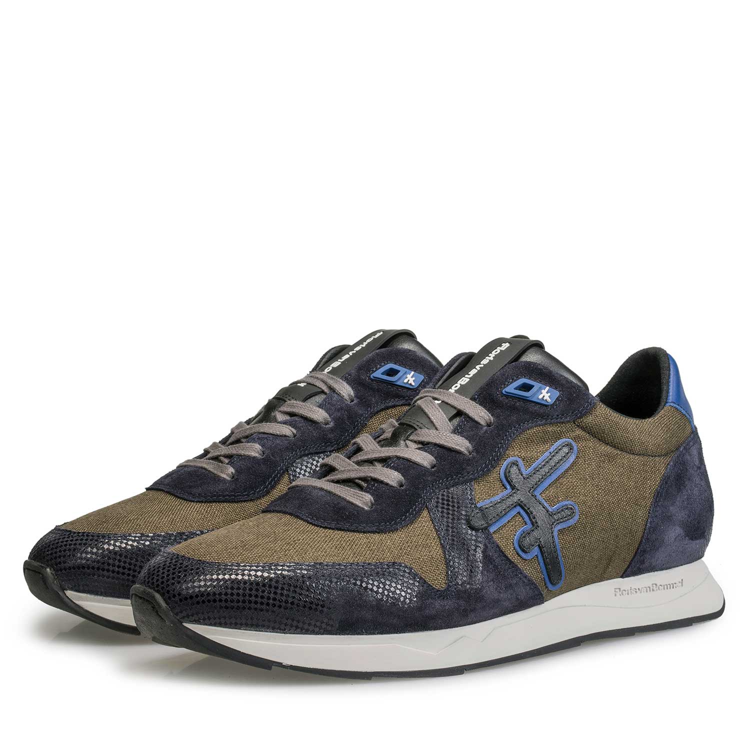 16226/04 - Olivgrüner / Blauer Sneaker mit weißer Joggingschuhsohle 16226/04 - Olivgrüner / Blauer Sneaker mit weißer Joggingschuhsohle