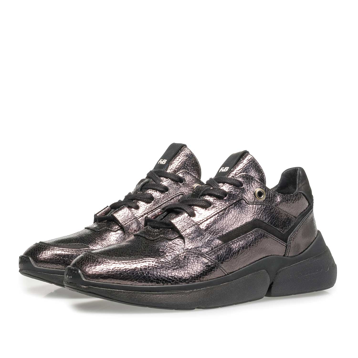 85291/07 - Dark grey leather sneaker with metallic print 85291/07 - Dark grey leather sneaker with metallic print