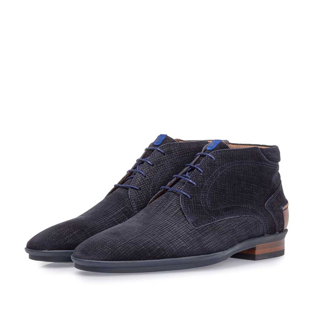 20240/02 - Boot printed suede leather blue 20240/02 - Boot printed suede leather blue