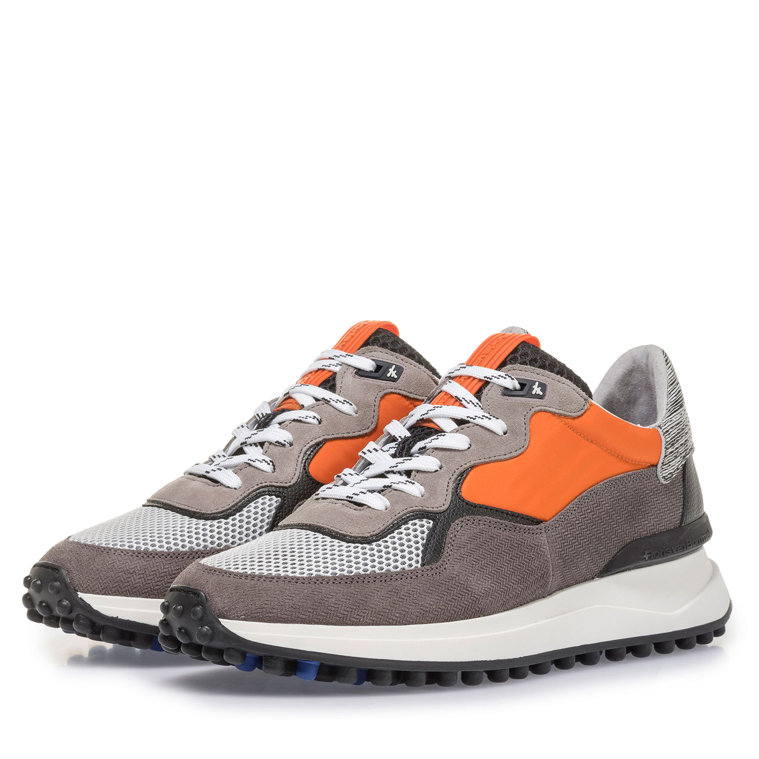16301/08 - Grauer Wildleder-Sneaker mit orangefarbenen Details 16301/08 - Grauer Wildleder-Sneaker mit orangefarbenen Details