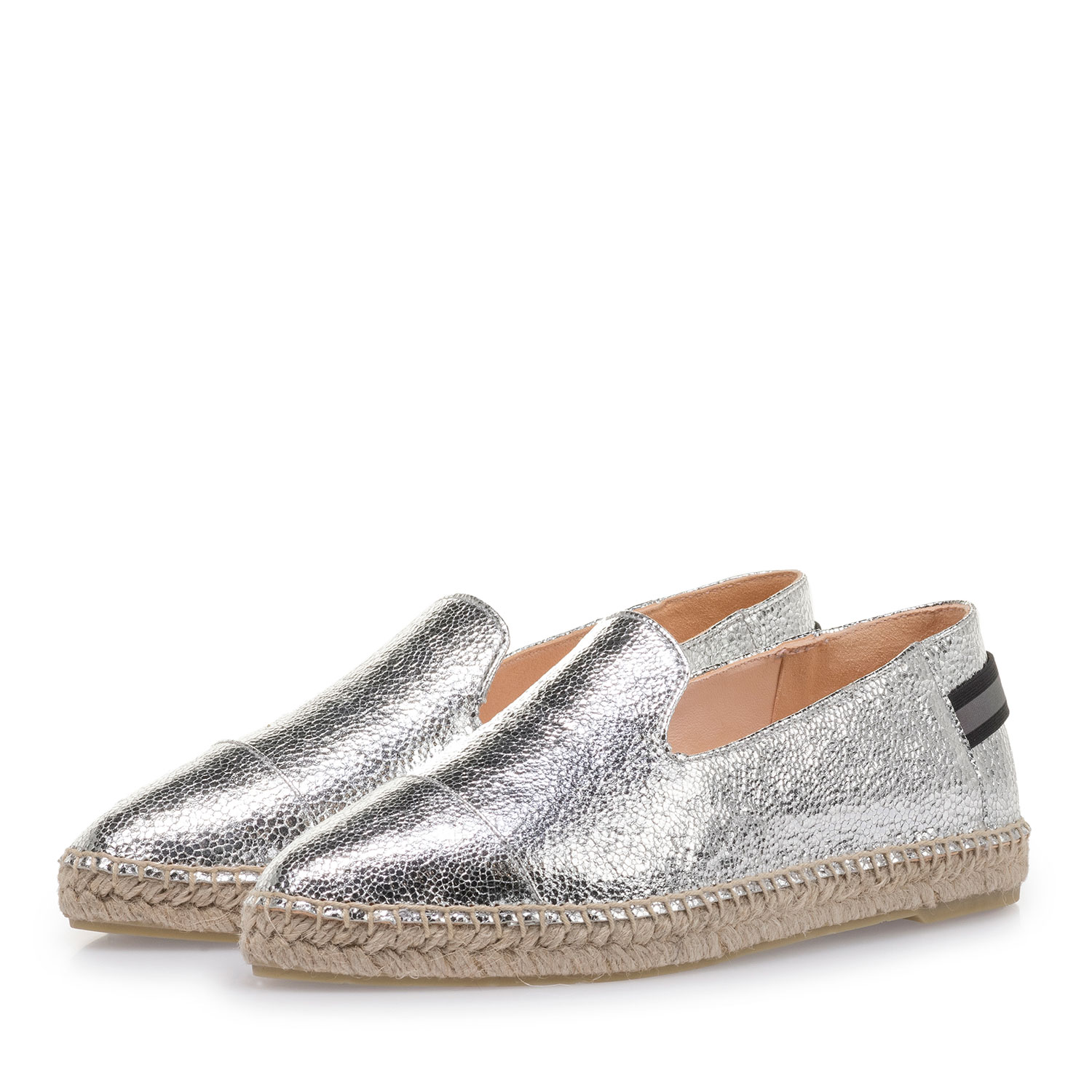 85420/03 - Silberne Leder-Espadrilles mit Metallic-Print 85420/03 - Silberne Leder-Espadrilles mit Metallic-Print