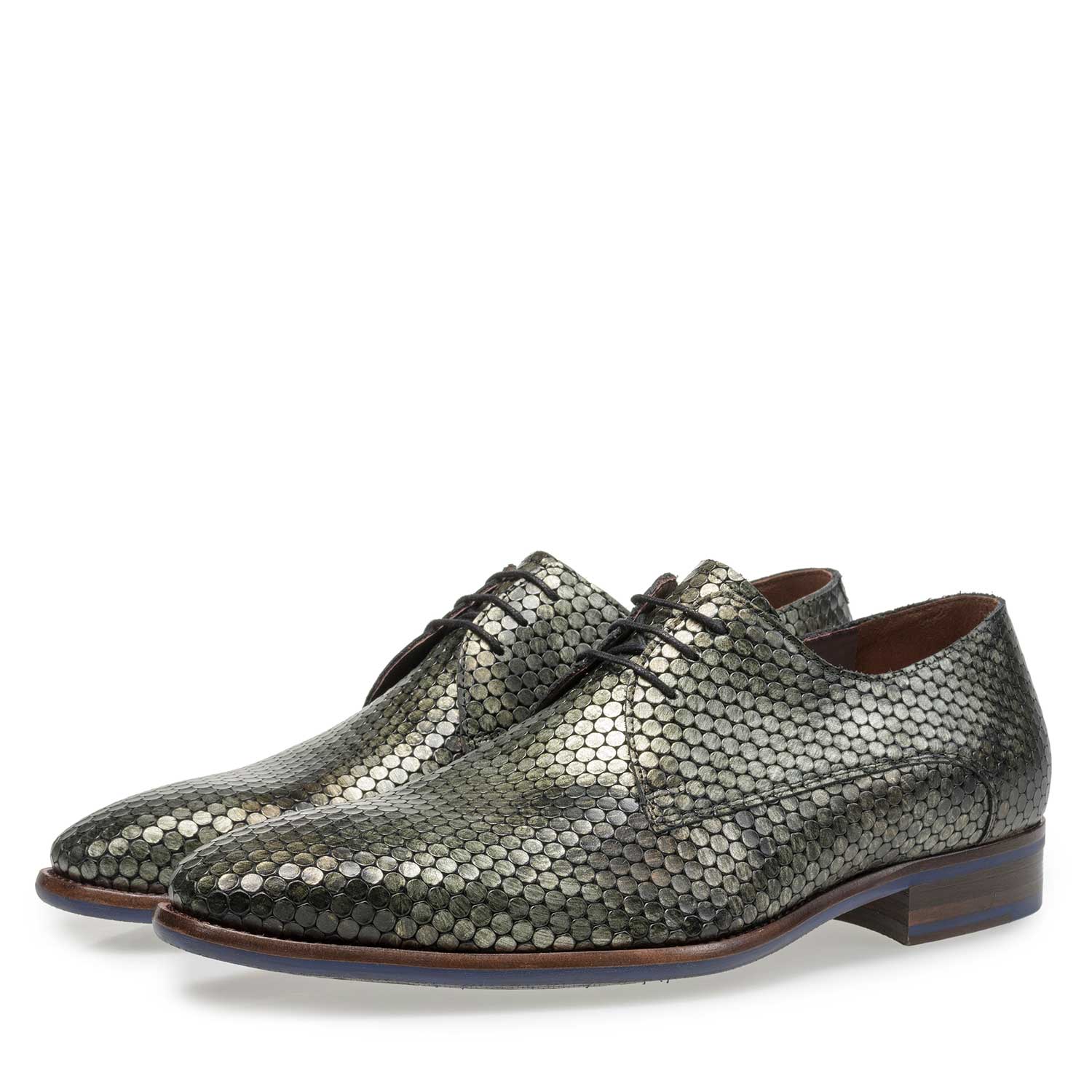 18080/01 - Grüner Metallicprint Leder-Schnürschuh 18080/01 - Grüner Metallicprint Leder-Schnürschuh