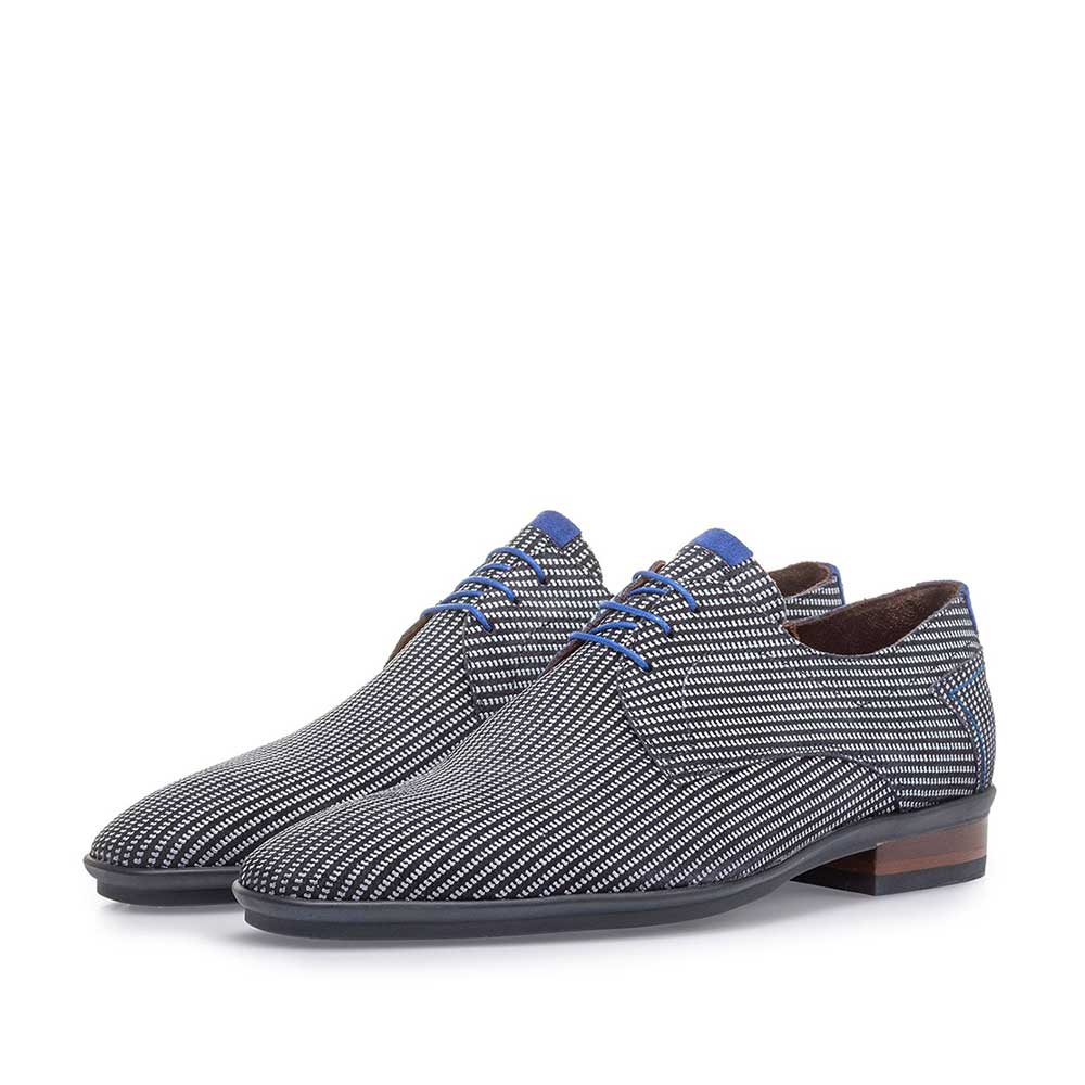 18441/22 - Blue suede leather lace shoe with white print 18441/22 - Blue suede leather lace shoe with white print