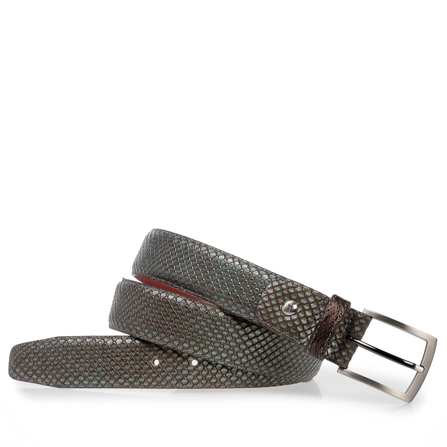 75188/46 - Dunkelbrauner Premium Kalbsleder-Gürtel mit Metallic-Print 75188/46 - Dunkelbrauner Premium Kalbsleder-Gürtel mit Metallic-Print
