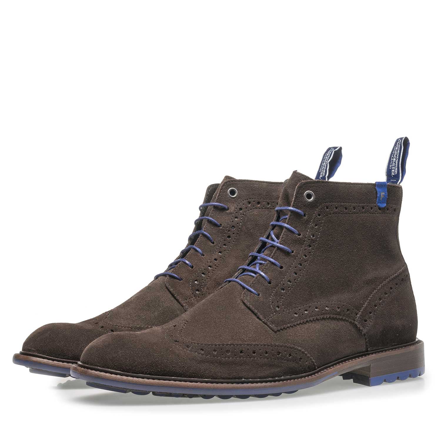 10506/16 - Dunkelbrauner Kalbswildleder-Schnürstiefel 10506/16 - Dunkelbrauner Kalbswildleder-Schnürstiefel