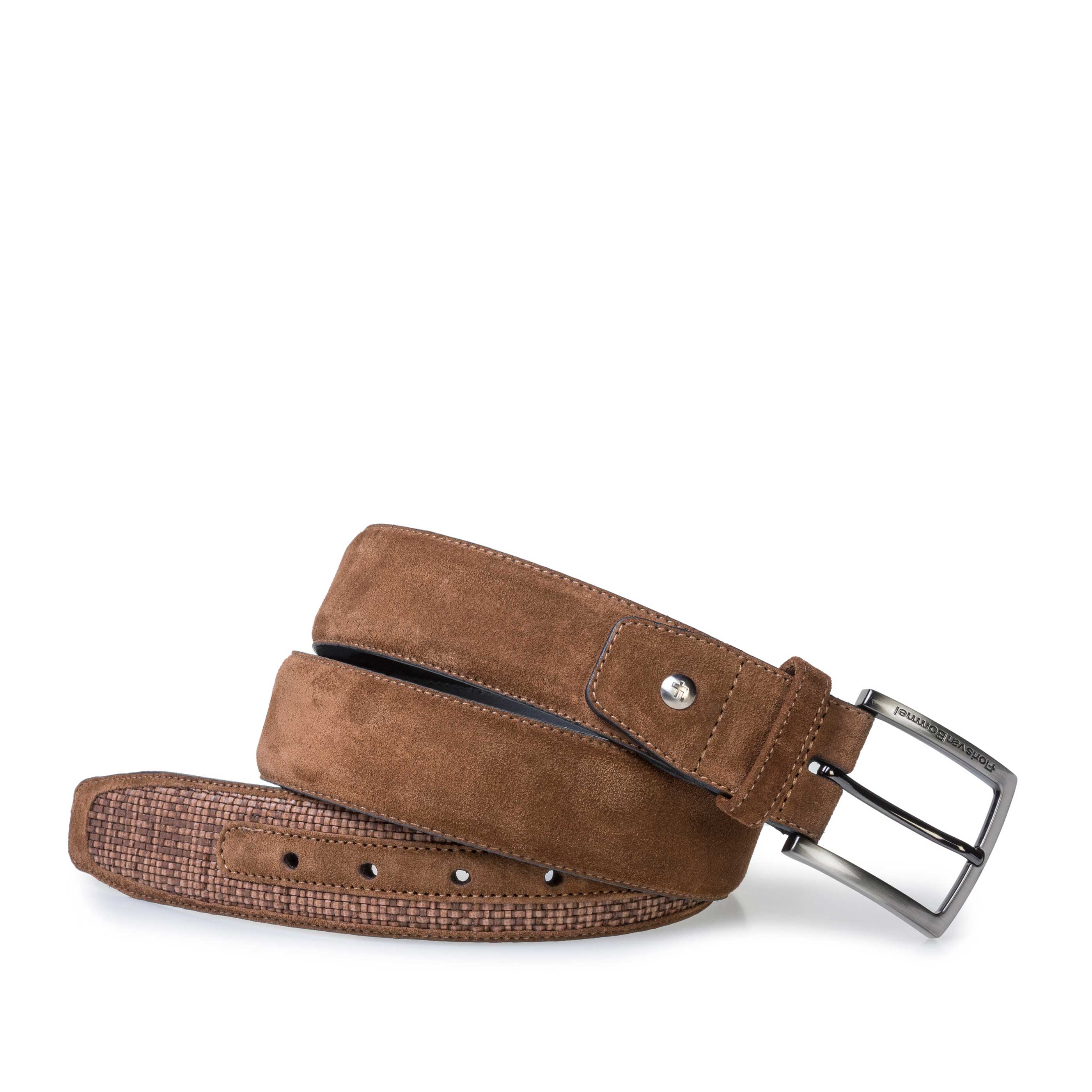 75159/29 - Brown braided suede leather belt 75159/29 - Brown braided suede leather belt