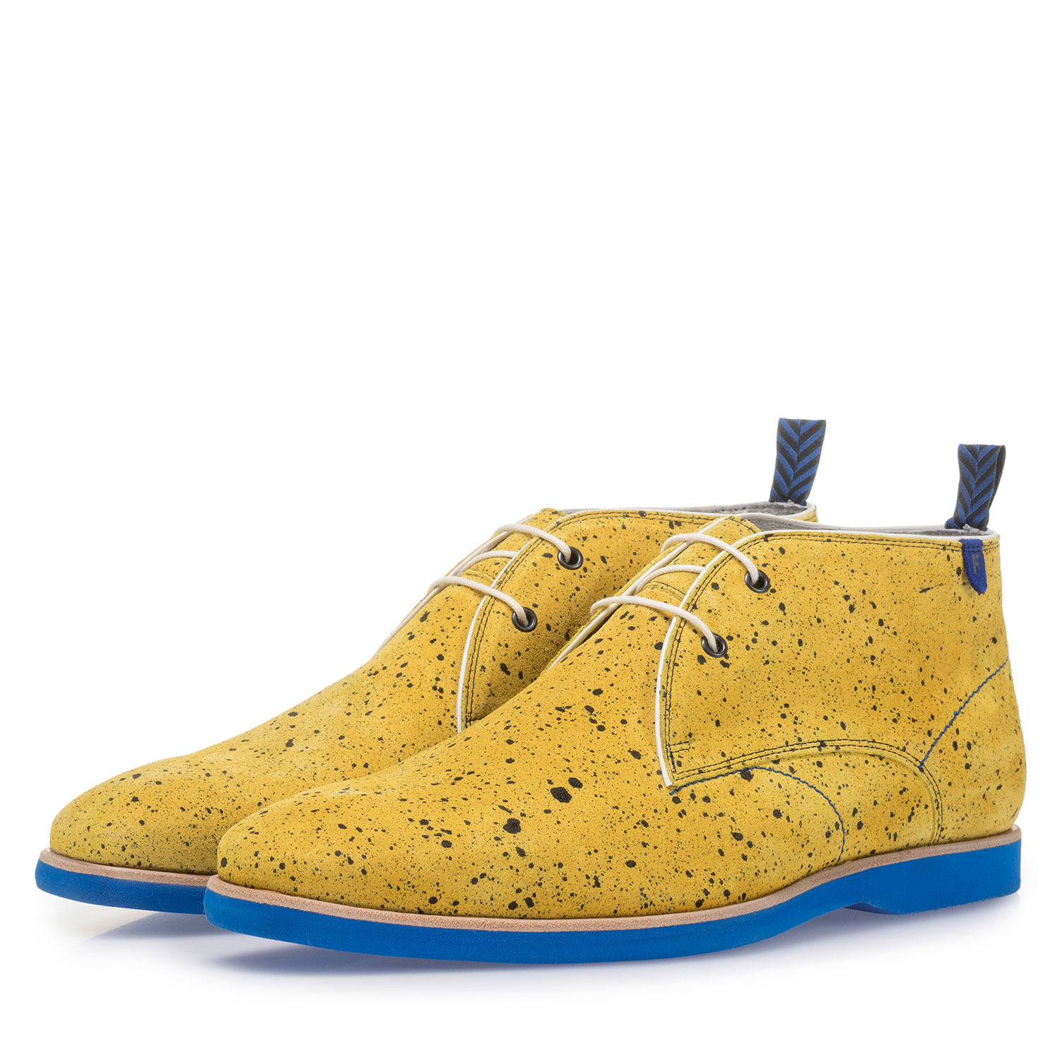 10014/16 - Yellow suede leather lace boot with print 10014/16 - Yellow suede leather lace boot with print