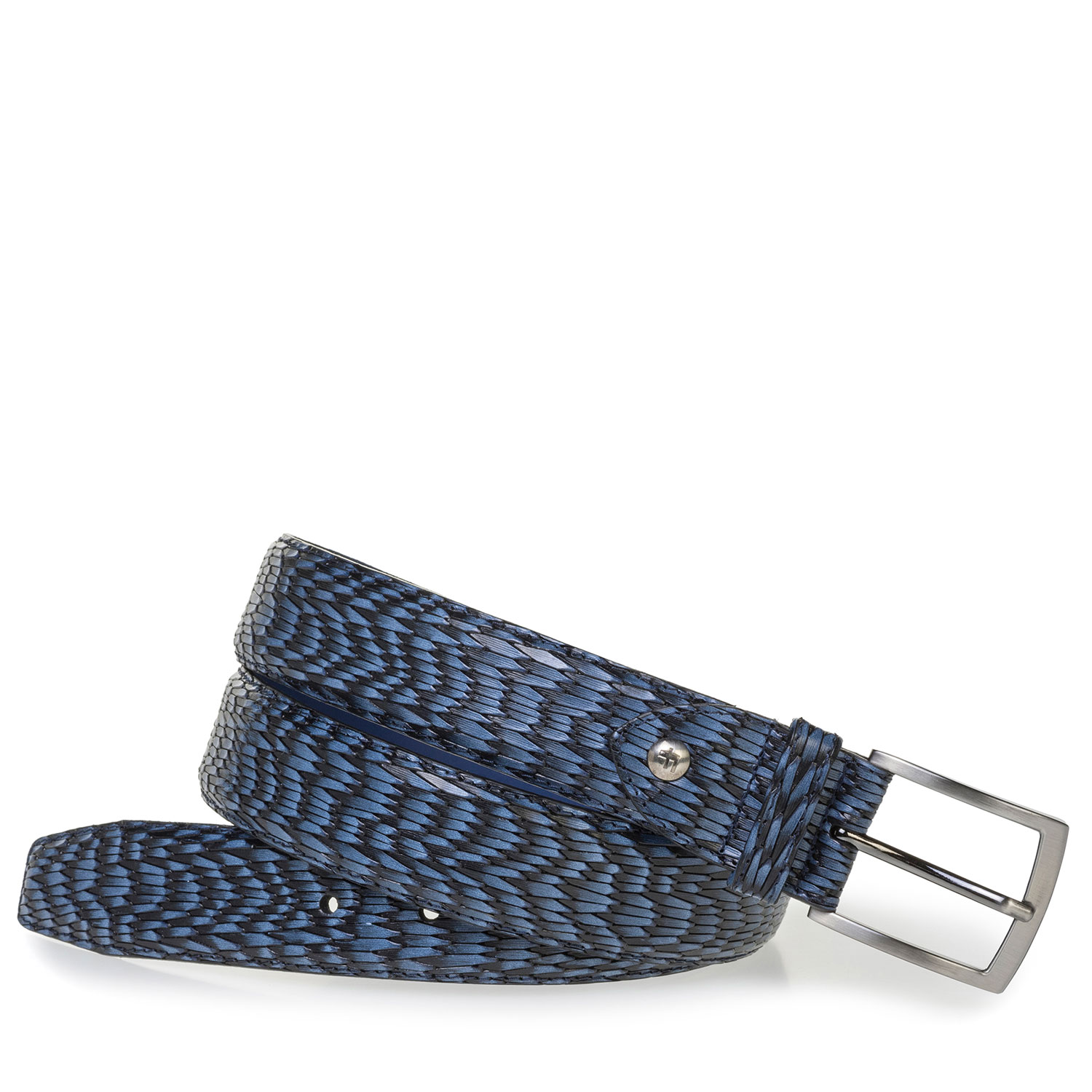 75200/72 - Blauer Ledergürtel mit Print 75200/72 - Blauer Ledergürtel mit Print