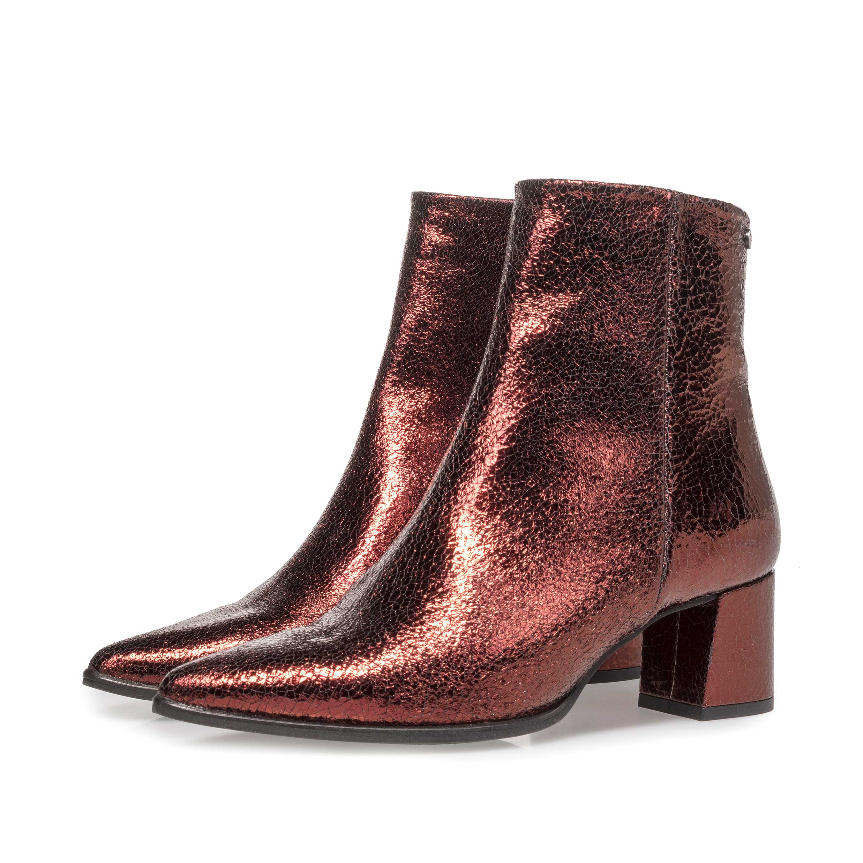 85623/07 - Burgundy red leather ankle boots with metallic print 85623/07 - Burgundy red leather ankle boots with metallic print