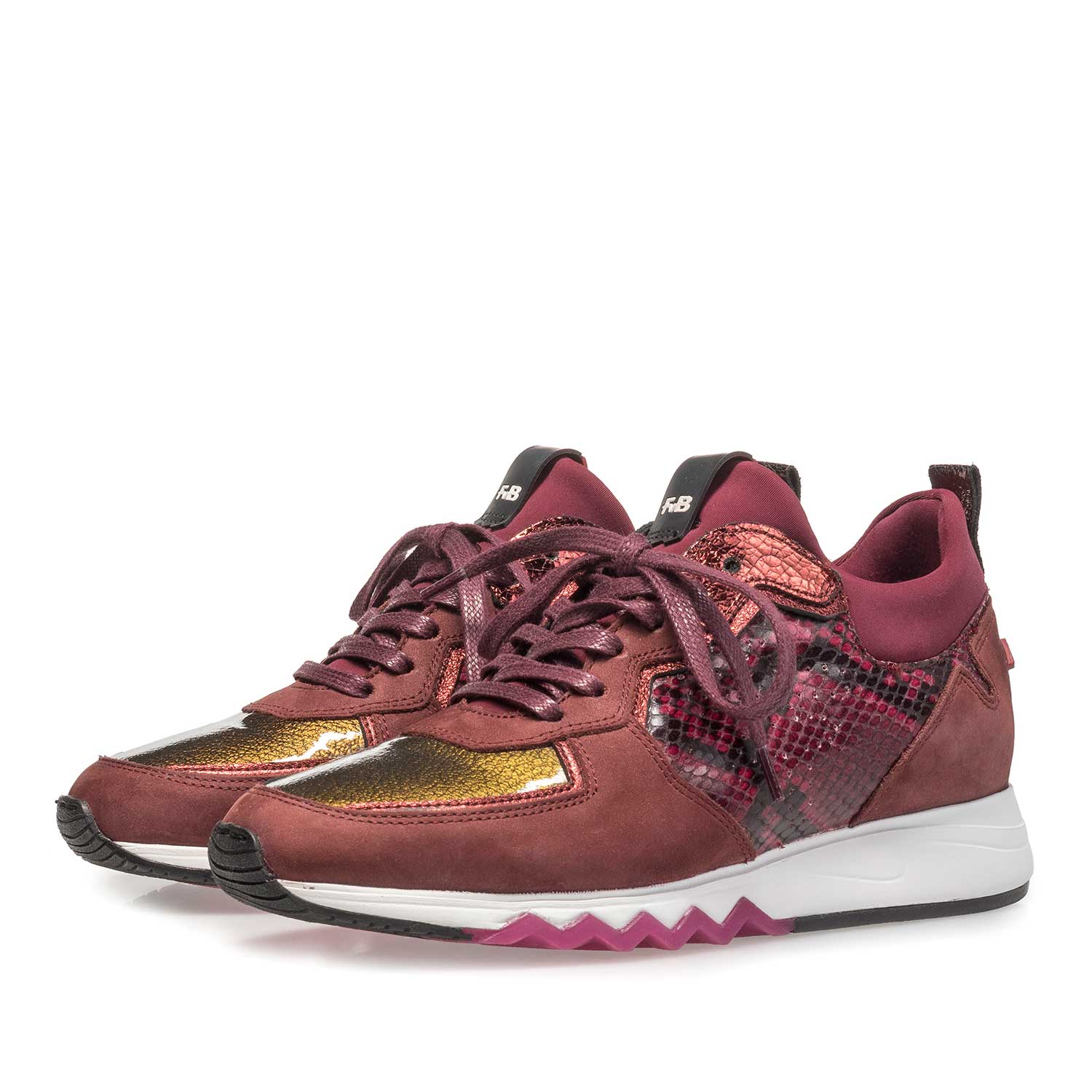 85288/05 - Roter Wildleder-Sneaker mit Schlangenprint 85288/05 - Roter Wildleder-Sneaker mit Schlangenprint