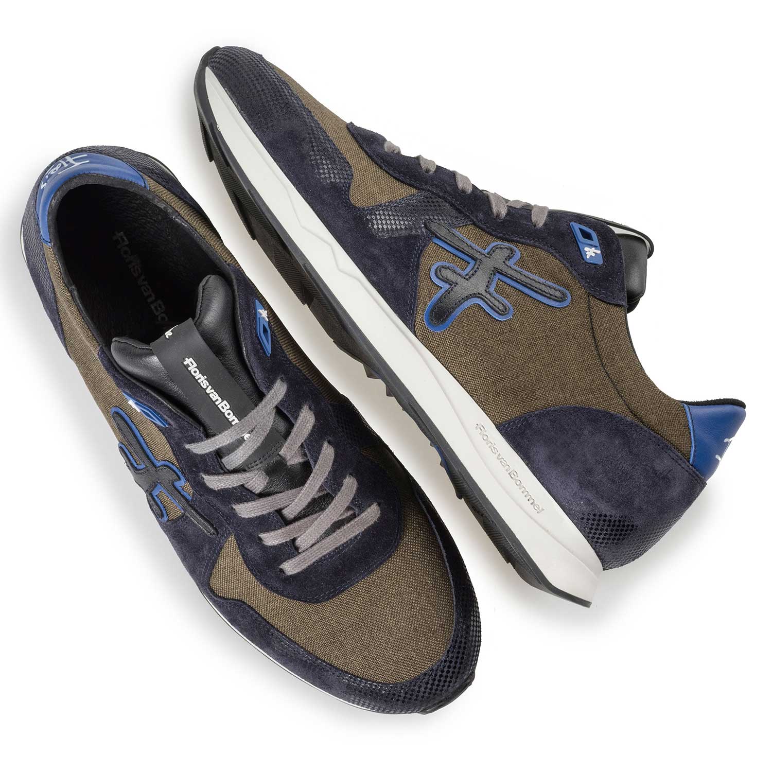 16226/04 - Olivgrüner / Blauer Sneaker mit weißer Joggingschuhsohle 16226/04 - Olivgrüner / Blauer Sneaker mit weißer Joggingschuhsohle