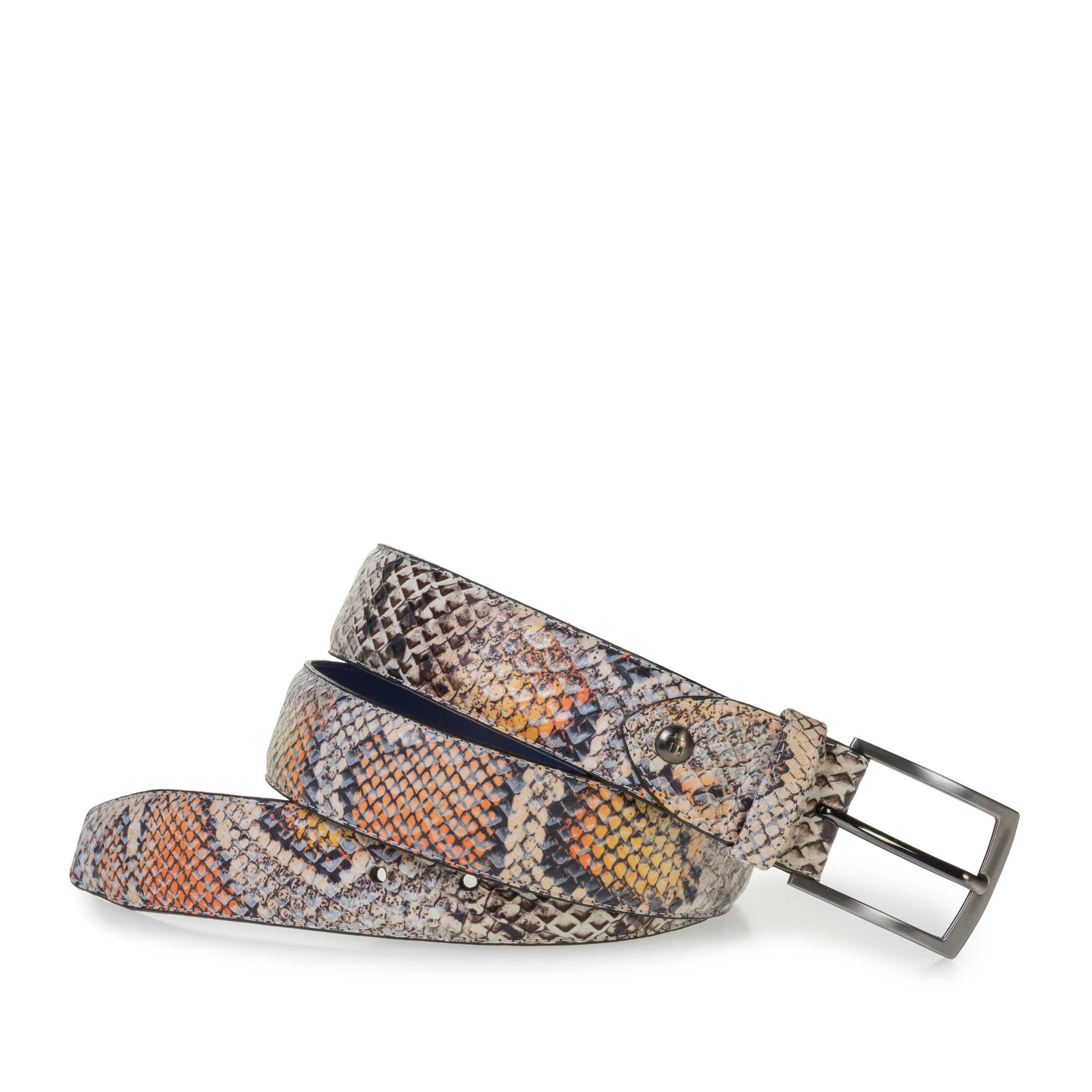 75201/67 - Premium belt with orange snake print 75201/67 - Premium belt with orange snake print