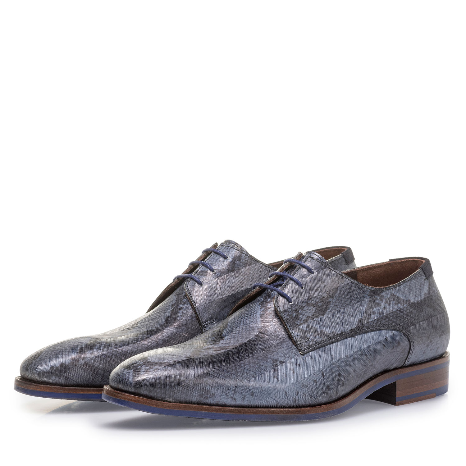 18297/01 - Grauer Lackleder-Schnürschuh mit Schlangenprint 18297/01 - Grauer Lackleder-Schnürschuh mit Schlangenprint