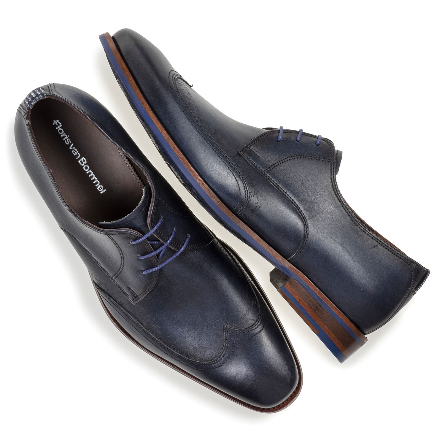 18212/01 - Schnürschuh blau Kalbsleder 18212/01 - Schnürschuh blau Kalbsleder
