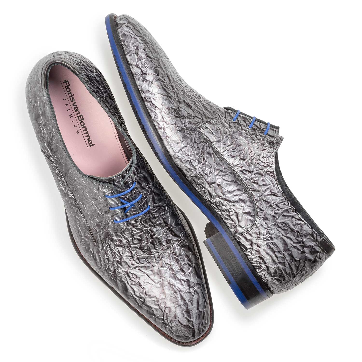 18097/06 - Premium dark grey printed patent leather lace shoe 18097/06 - Premium dark grey printed patent leather lace shoe