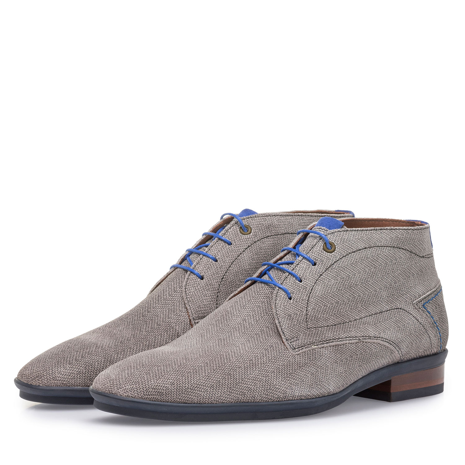 20440/08 - Light grey suede leather lace boot with print 20440/08 - Light grey suede leather lace boot with print