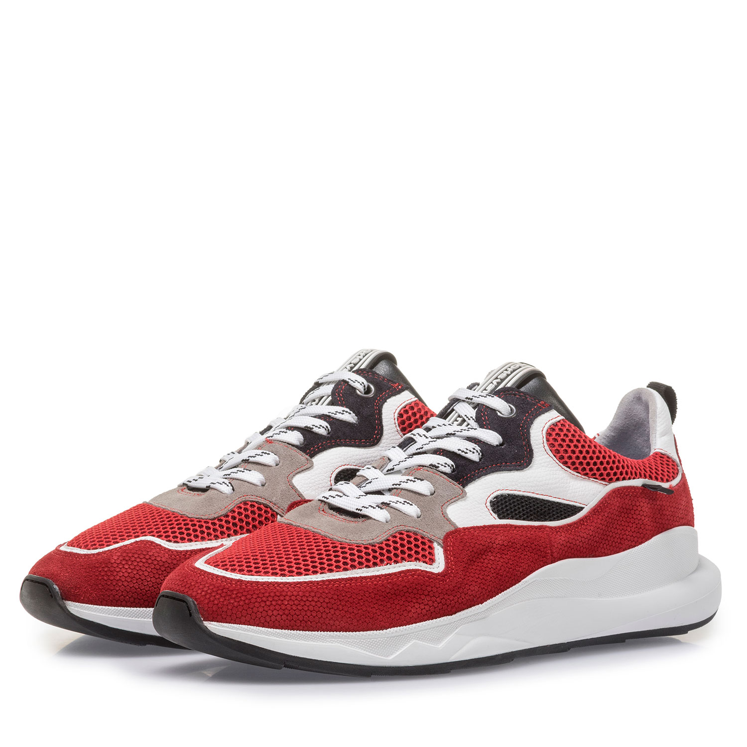 16269/20 - Mehrfarbiger Wildleder-Sneaker rot-weiß 16269/20 - Mehrfarbiger Wildleder-Sneaker rot-weiß