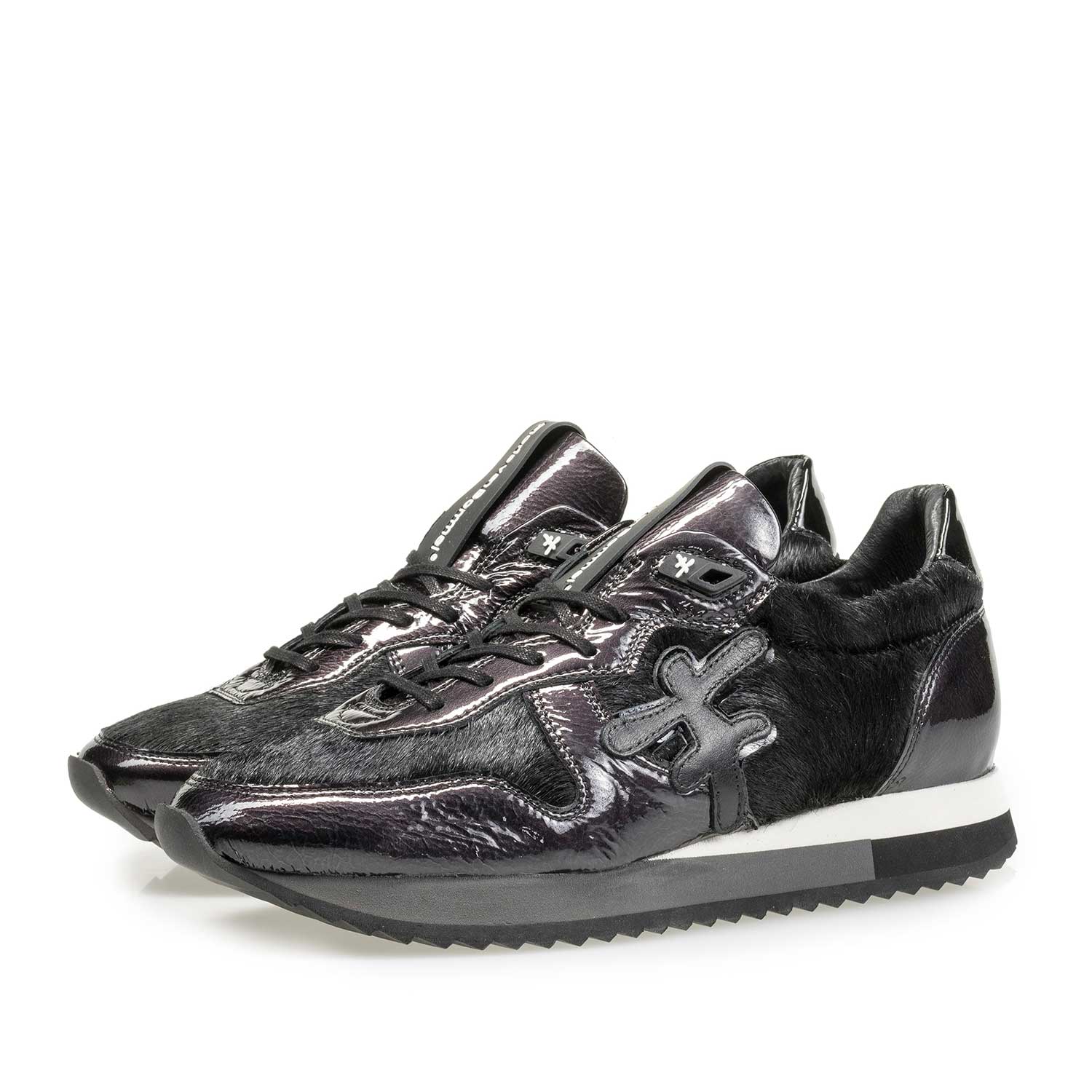85256/03 - Black patent leather sneaker with F-logo 85256/03 - Black patent leather sneaker with F-logo