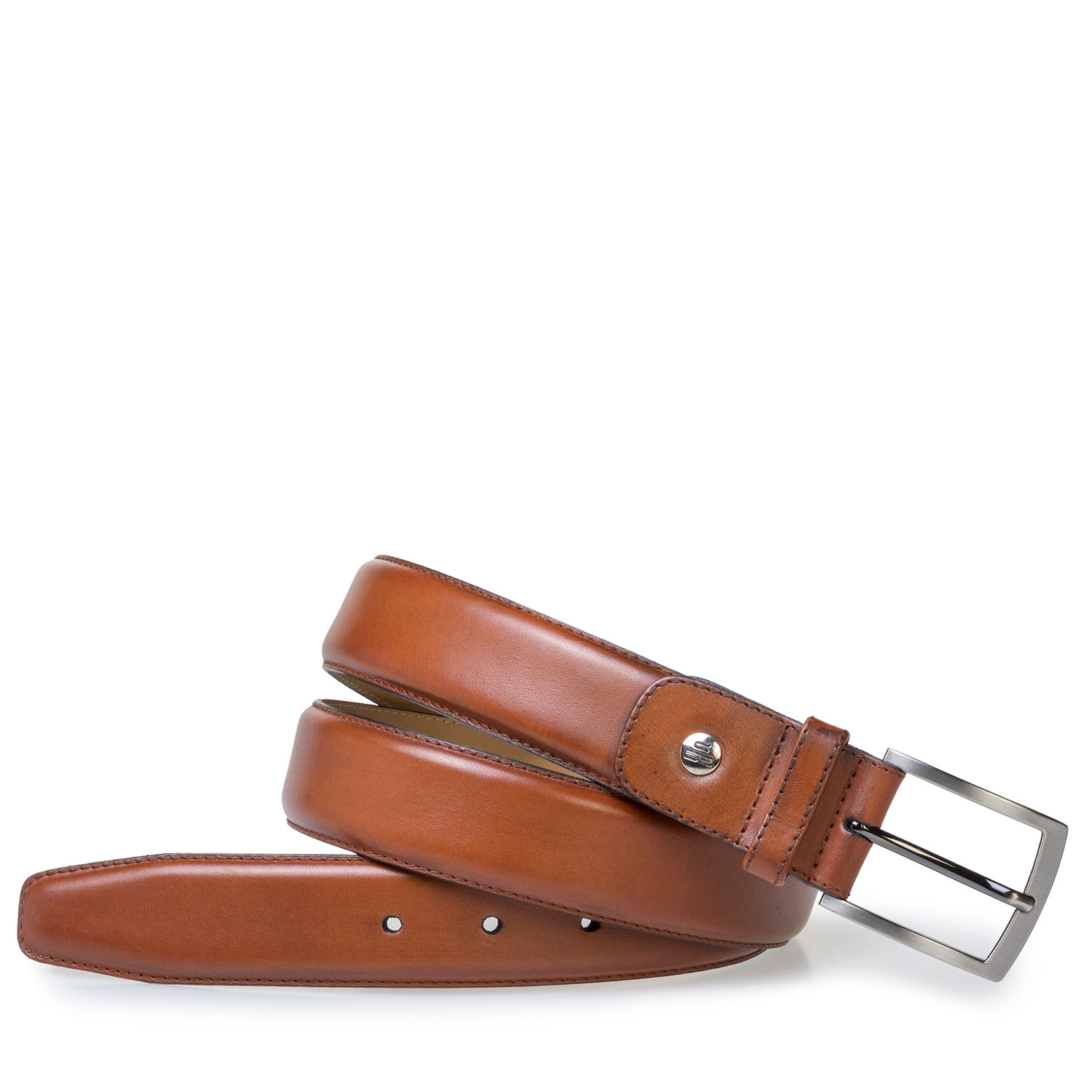 75076/32 - Dark cognac-coloured calf leather belt 75076/32 - Dark cognac-coloured calf leather belt