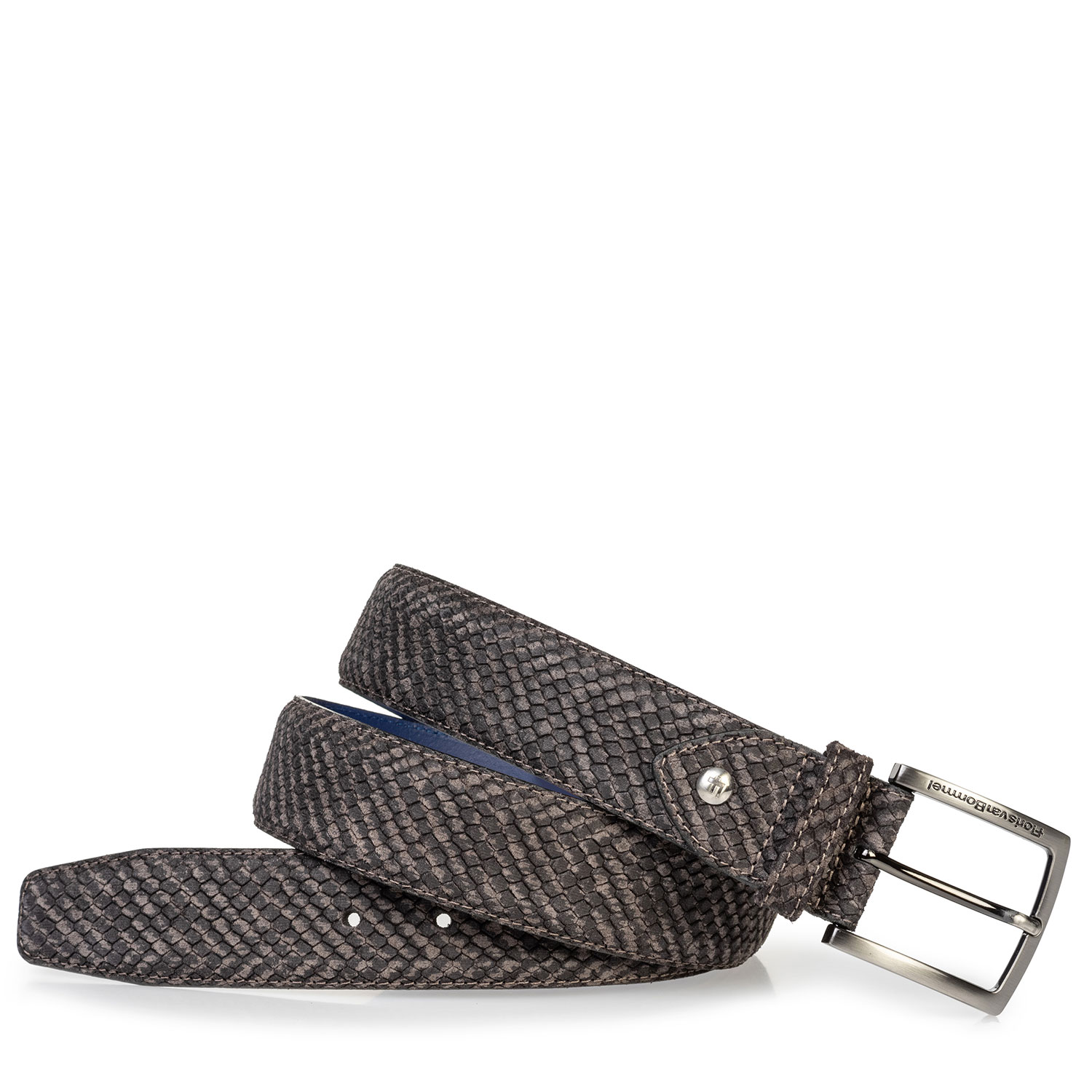 75204/13 - Suede leather belt grey with black print 75204/13 - Suede leather belt grey with black print