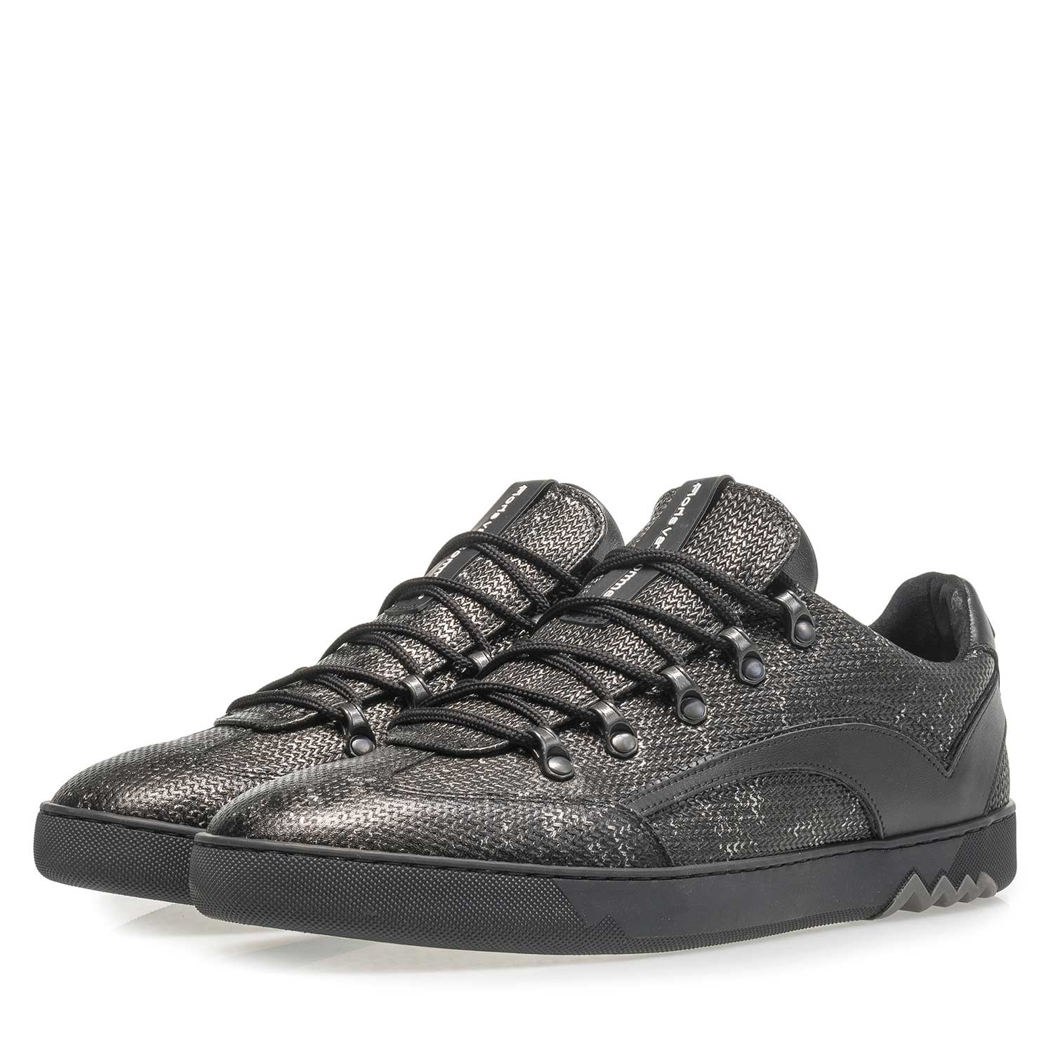 16464/03 - Dunkelgrauer Leder-Schnürschuh mit Metallic-Print 16464/03 - Dunkelgrauer Leder-Schnürschuh mit Metallic-Print
