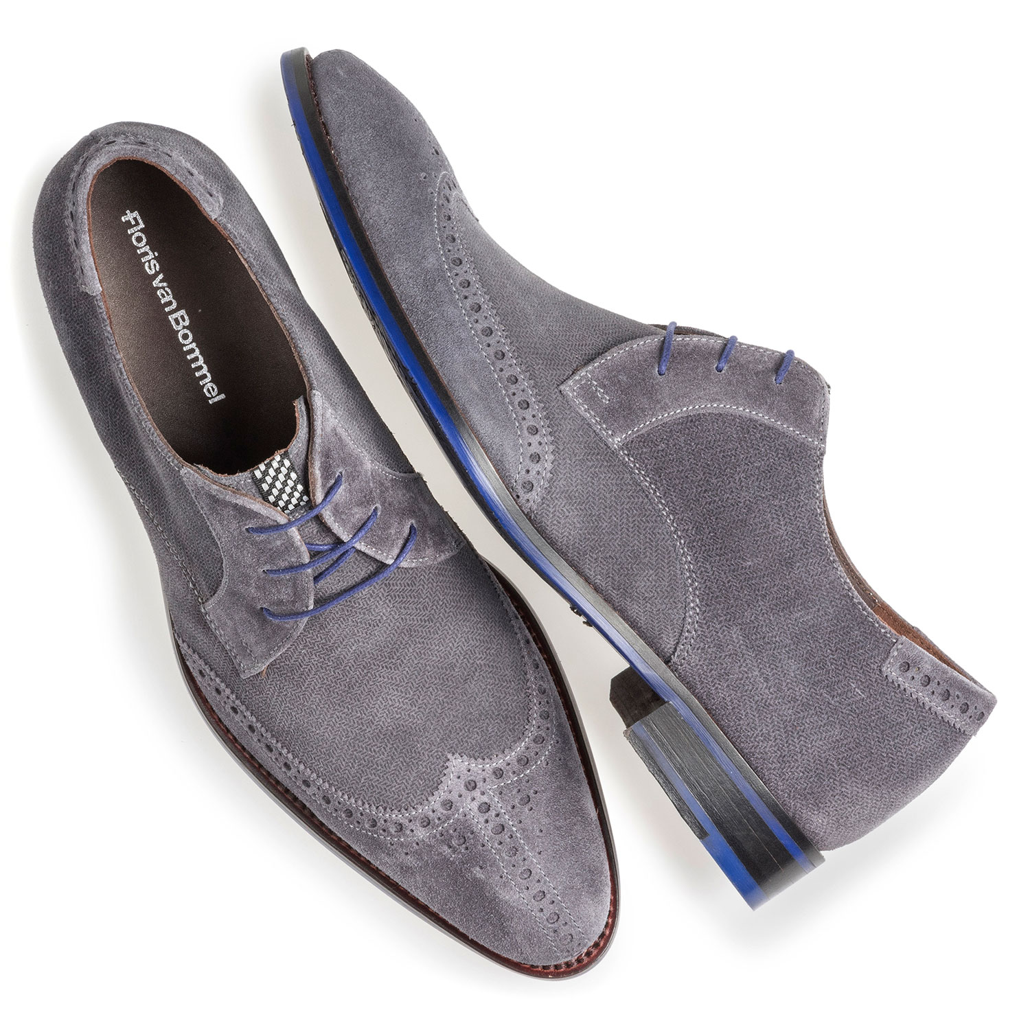 17122/00 - Dunkelgrauer Wildleder-Schnürschuh mit Print 17122/00 - Dunkelgrauer Wildleder-Schnürschuh mit Print