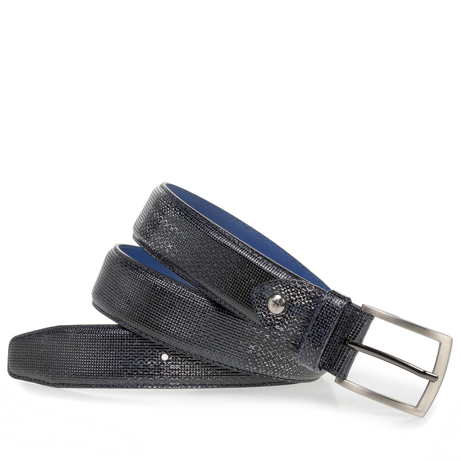 75201/24 - Premium blue printed metallic leather belt 75201/24 - Premium blue printed metallic leather belt