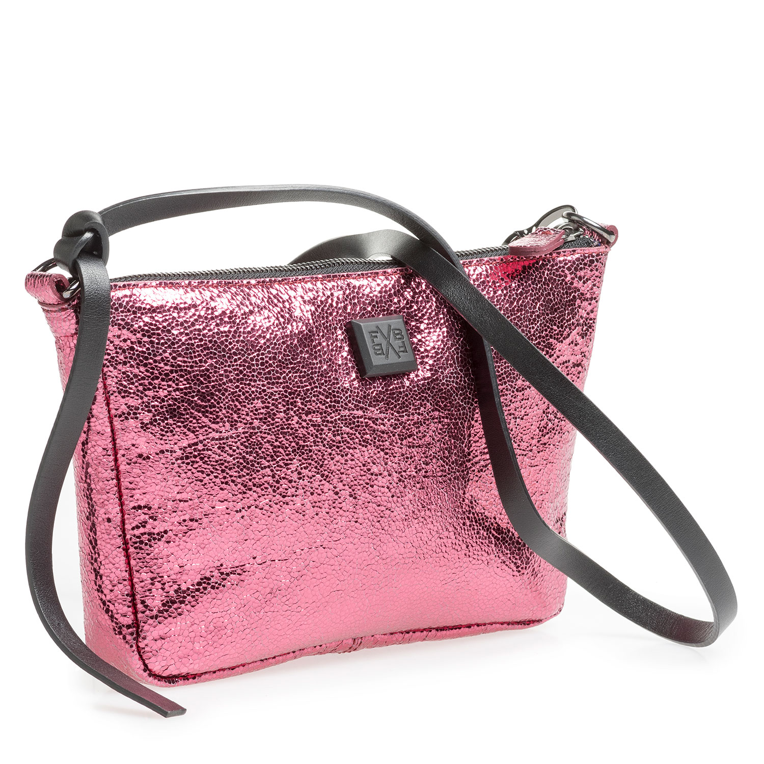 89019/12 - Pinke Ledertasche mit Metallic-Print 89019/12 - Pinke Ledertasche mit Metallic-Print