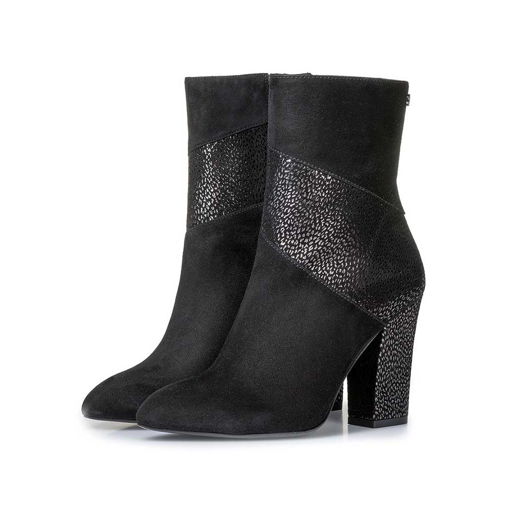 85622/01 - Black ankle boots with metallic print 85622/01 - Black ankle boots with metallic print
